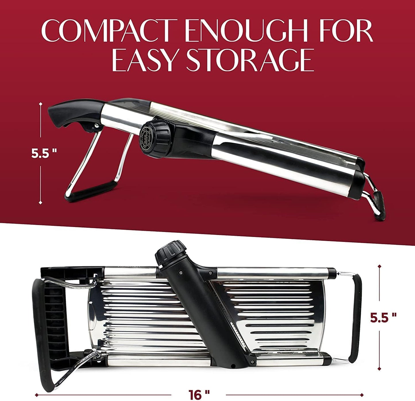 Gramercy Adjustable Mandoline Food Slicer, Mandoline Slicer for Kitchen, Mandolin, Potato, Tomato, Carrot, Vegetable, Fruit and Onion Cutter - Stainless Steel - INCLUDING 1 Pair Cut-Resistant Gloves