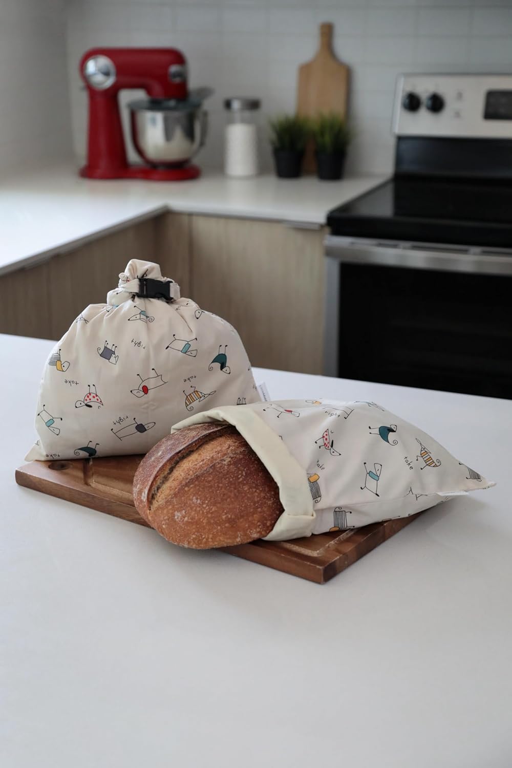 2 XL Beeswax Bread Bags for Homemade Sourdough, Produce, Sandwiches & Lunchbox Use - Reusable Bread Storage Bags, Washable (2-Pack)