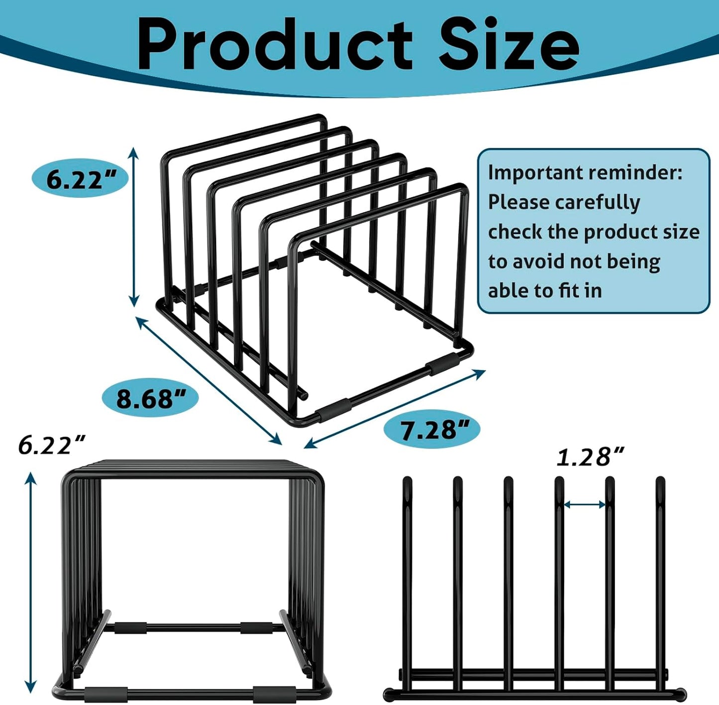 2-Pack Cutting Board Organizer, 5-Slot Steel Kitchen Storage Rack for Cutting Boards, Baking Trays, and Thin Pans - Compact Clutter-Free Solution
