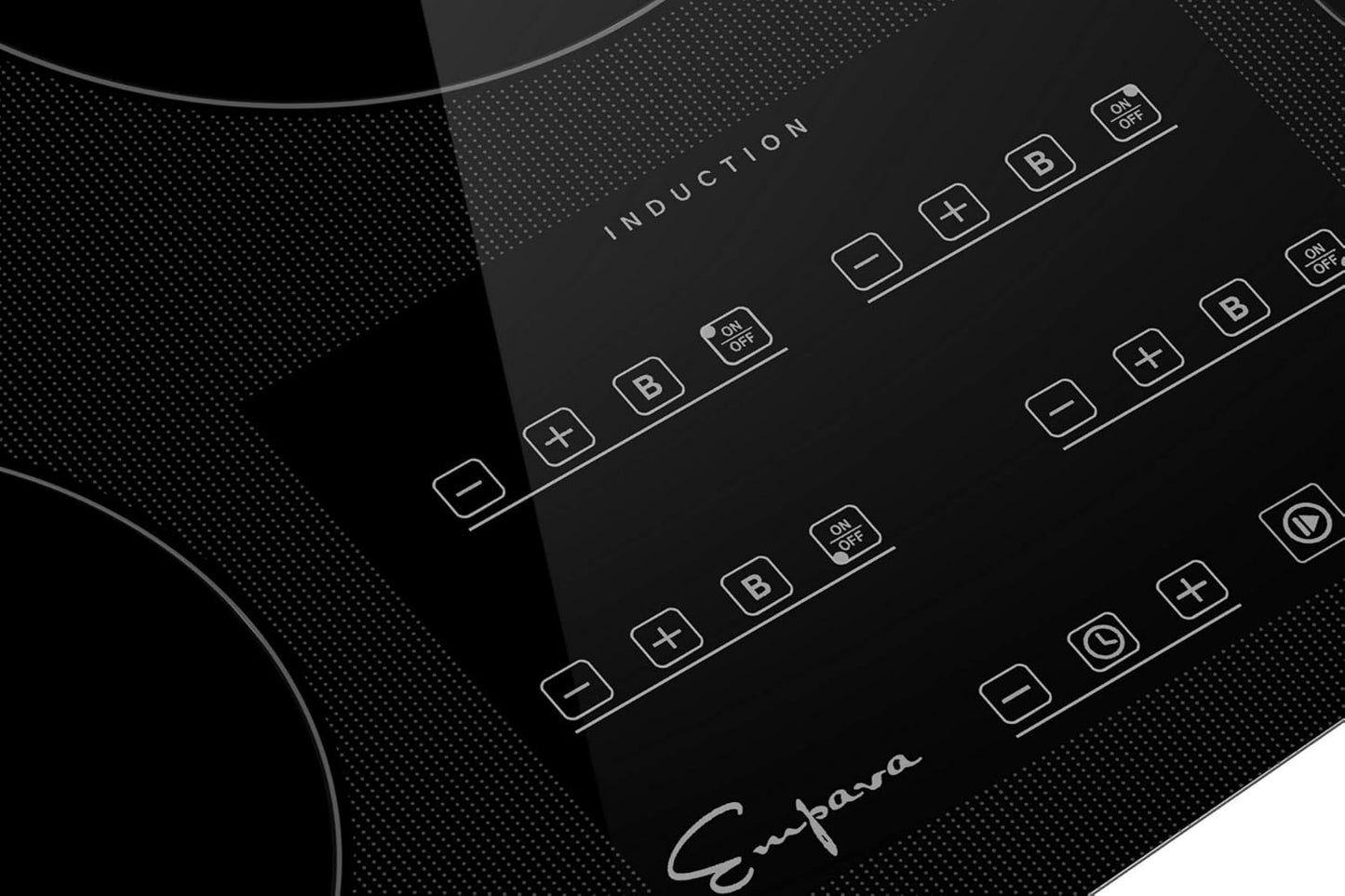 Empava 30 Inch Electric Induction Cooktop Built-in, 4 Zone Smooth Glass Surface, Touch Sensor Control Power Boost, Child Lock, Timer Function, Hardwired Kitchen Appliance