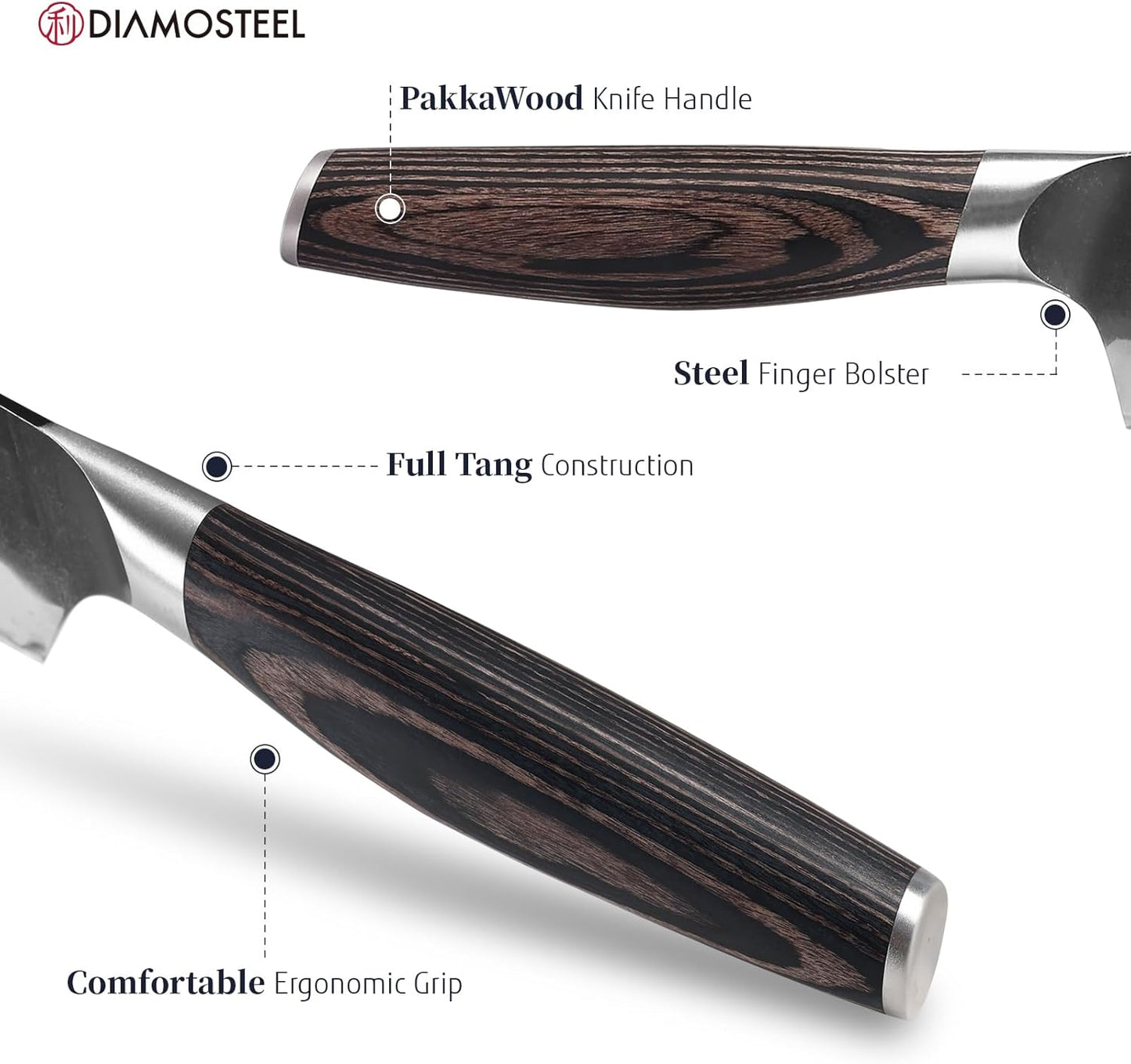 Santoku Knife - 7-Inch Professional Kitchen Knife - Hammered Black Oxide Blade Japanese 9CR18MOV High Carbon Stainless Steel Sharp Chef Knife - Ergonomic Pakkawood Handle with Present Box