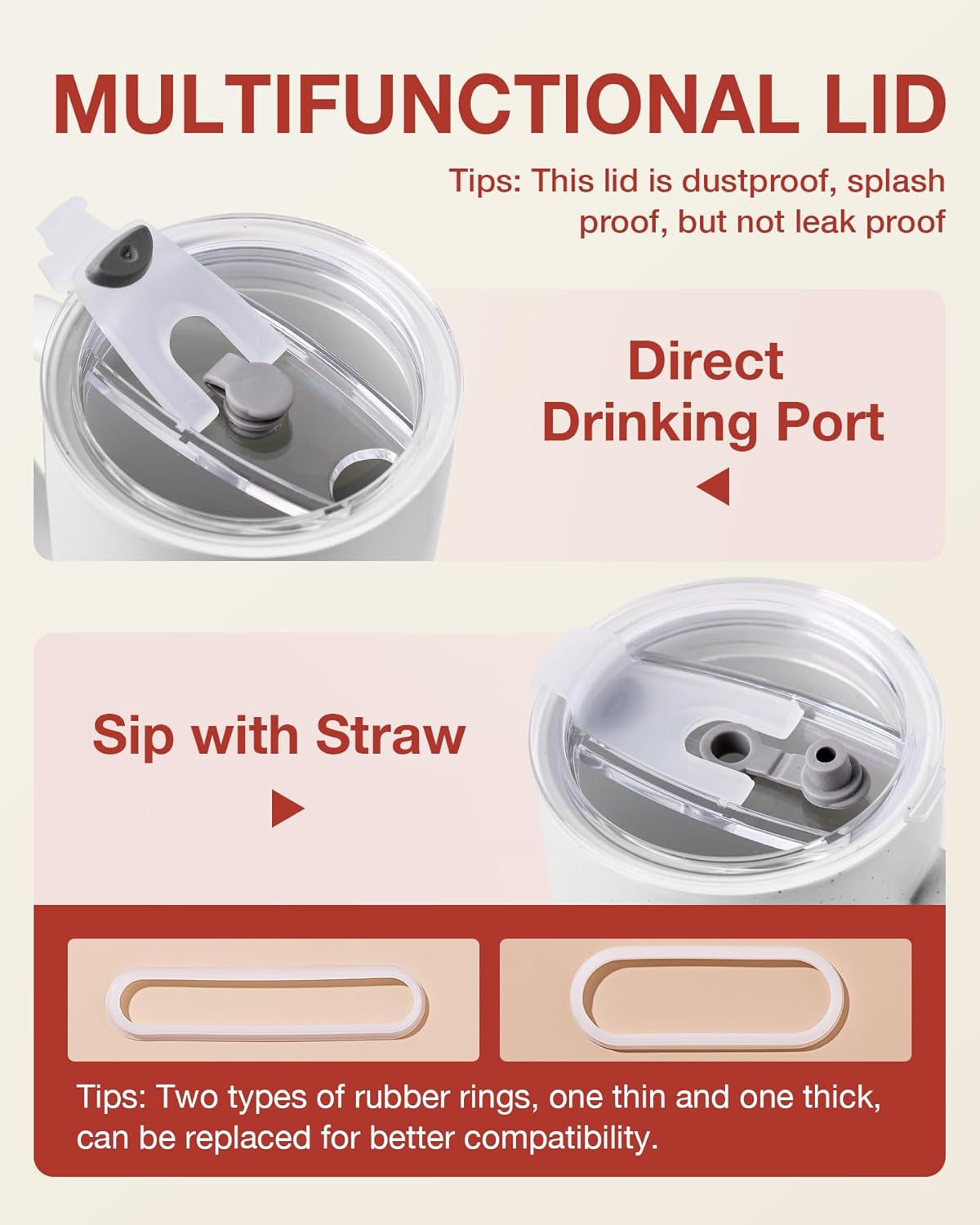 famiware Milkyway Coffee Mugs, 20oz Large Coffee Mug, Ceramic Mug Set of 2 with Lid, Cup Set with Handle for Latte, Tea, Cocoa, Milk, Home & Office, Cinnamon Brown and Light Gray