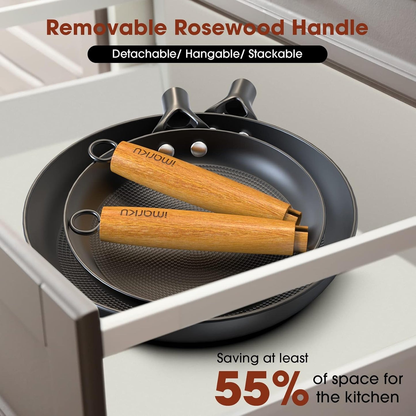 imarku Frying Pan Set - 10 &12inch Pot Set with Removable Handle Honeycomb Cast Iron Skillets, Large Frying Pans Nonstick Dishwasher Safe, Oven Safe Kitchen Pans for Cooking, Best Gifts for Women/Men