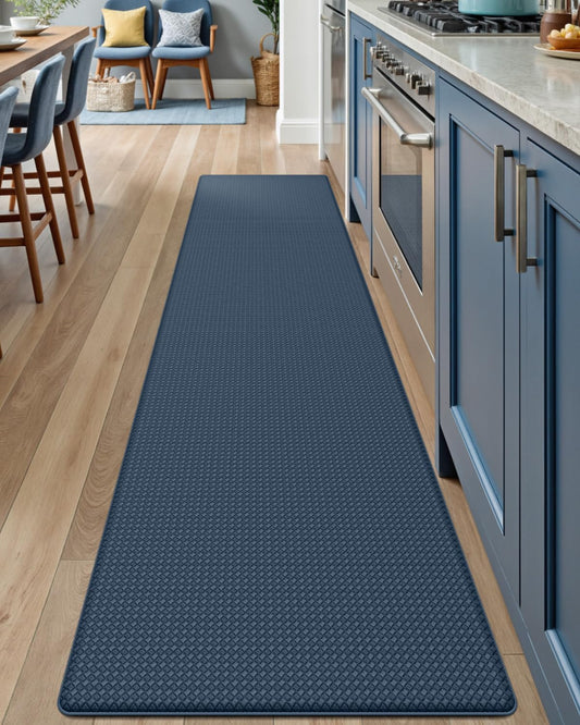 DEXI Kitchen Floor Mats Cushioned Anti Fatigue, 17x95, Long Standing Runner Rug Waterproof, Comfort Memory Foam Padded for Front Sink Laundry, Navy