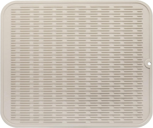Silicone Dish Drying Mat for Multiple Usage,Easy clean,Eco-friendly,Heat-resistant Silicone Mat for Kitchen Counter or Sink,Refrigerator or Drawer Liner Tapioca XL 18 inches x 16 inches