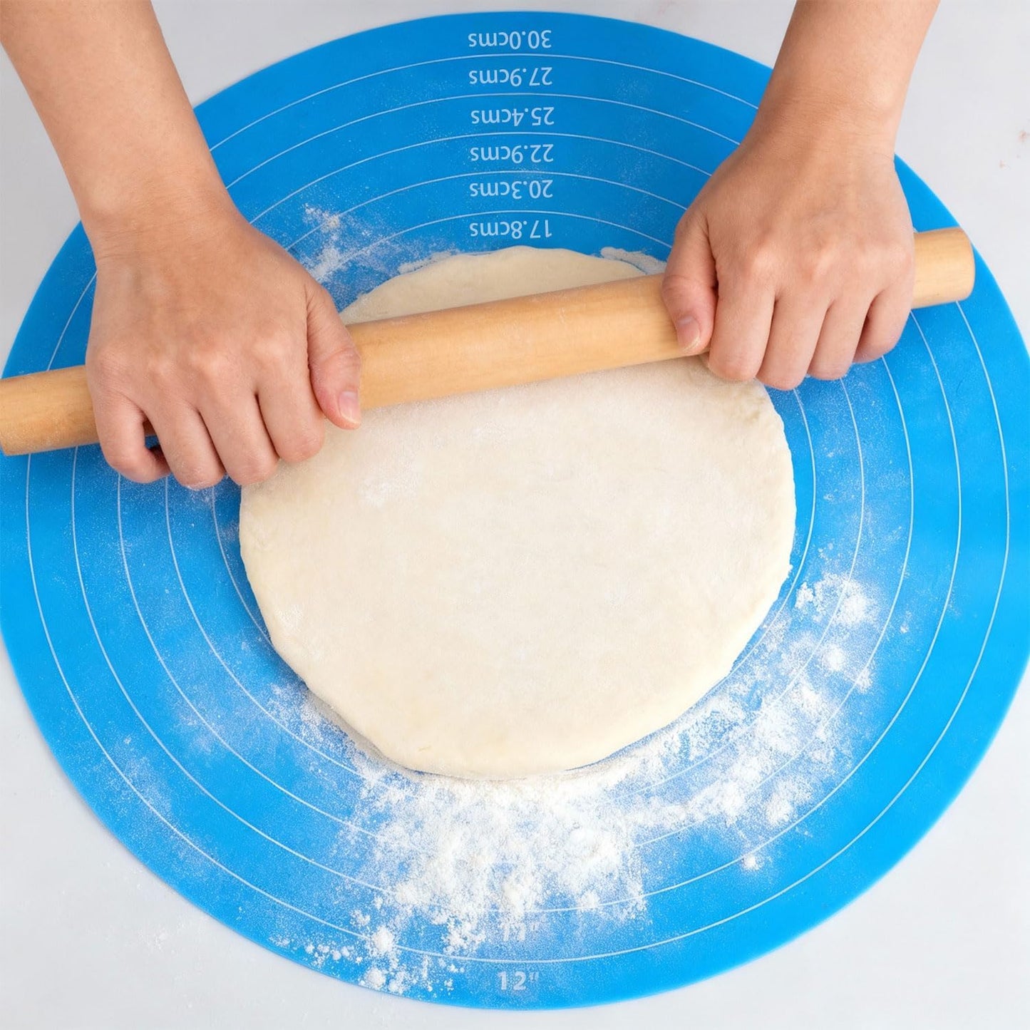 2pcs 30cm/12in Silicone Cake Mats, Round Cake Measurement Mat Non-Stick & Reusable Baking Pads for Making Cakes Macarons Pastry Cookies