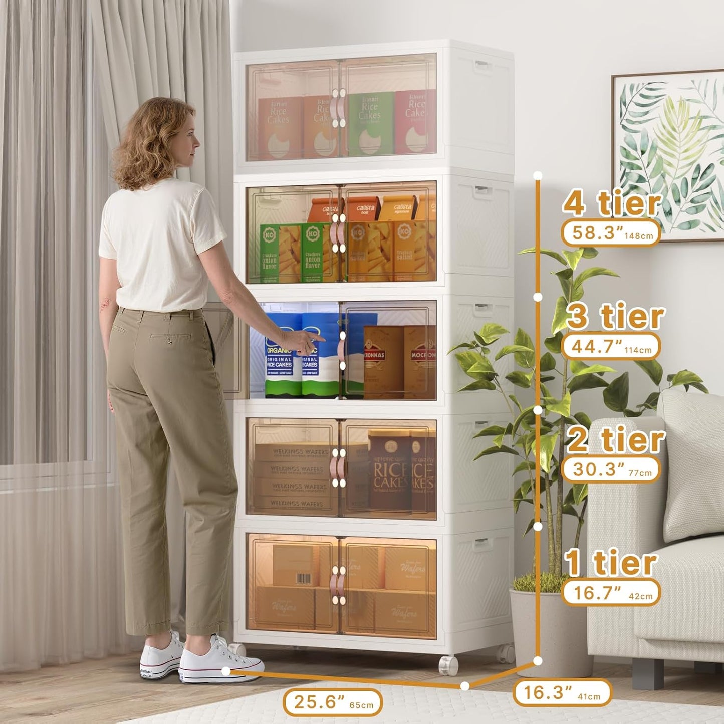 Extra Large Stackable Storage Bins with Lids and Wheels, Foldable Collapsible Closet Organizers,480QT-120QT/30GAL*4Pack Plastic Stackable Storage drawers for bedroom Dorm