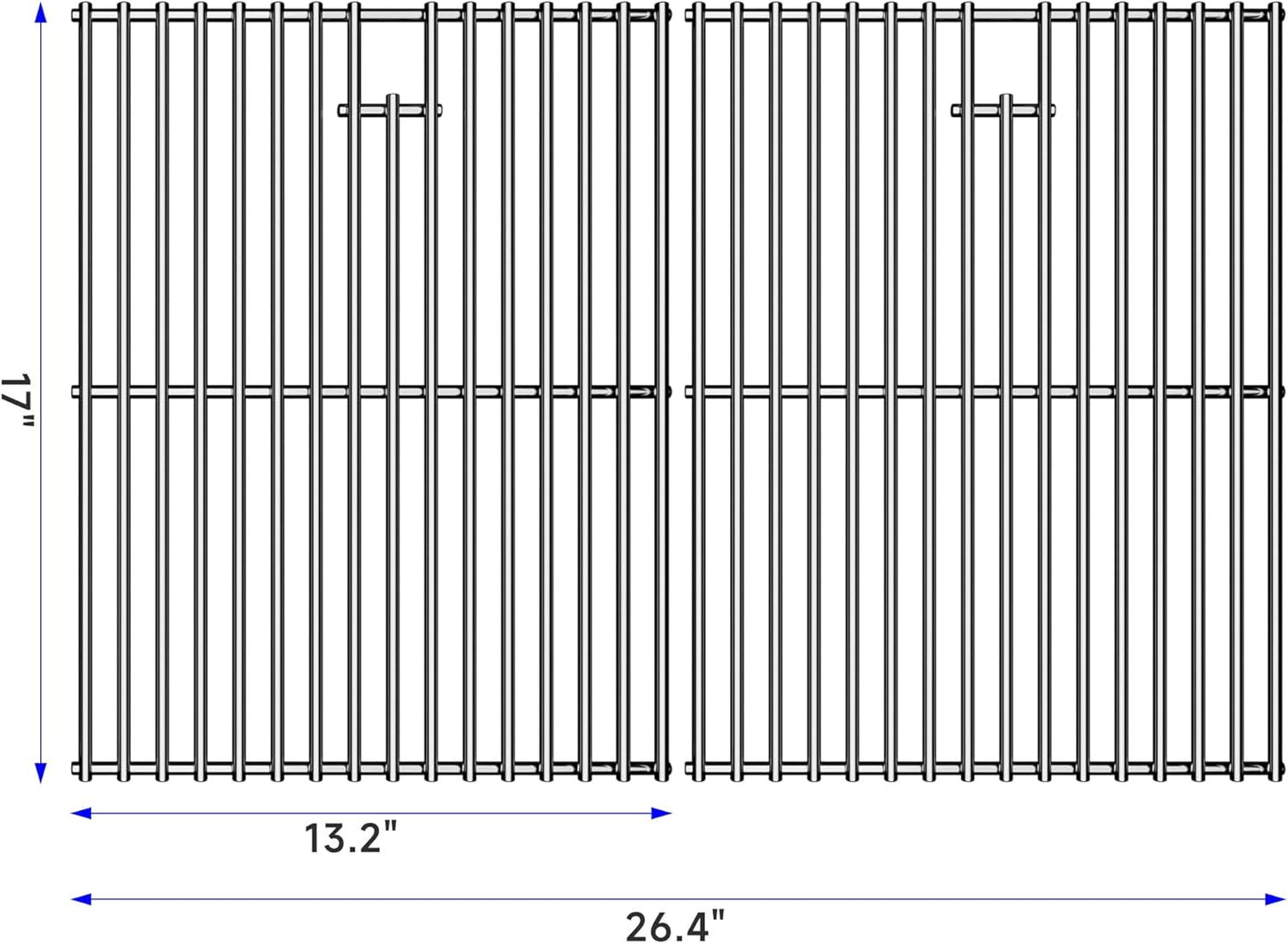 17/17.5/19.5 Inch Stainless Steel Cooking Grill Grates, Nexgrill Replacement Parts for Nexgrill 4 Burner 720-0830H, 720-0783E, 720-0783C Kenmore Uniflame, BBQ Grids Grillgrates, 17"D x 26.4"W