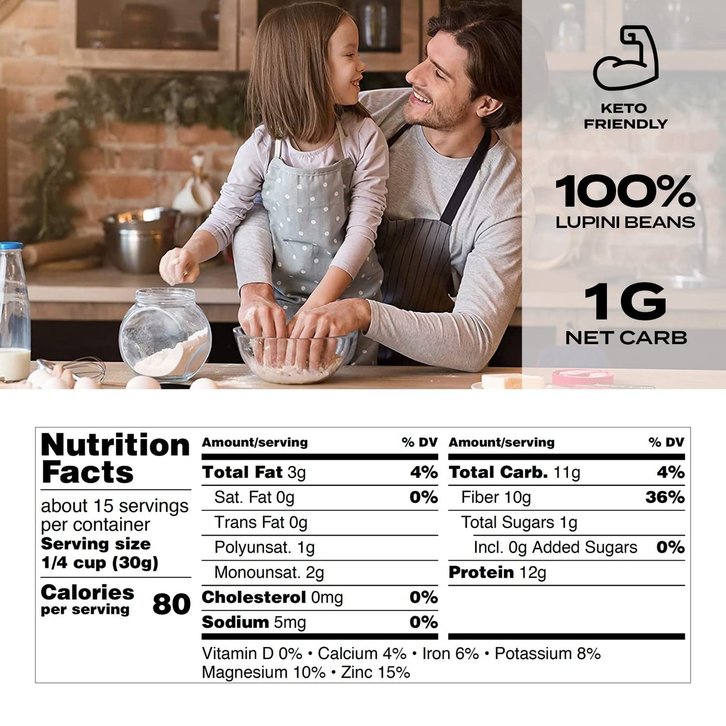 Aviate Lupini FLOUR - Keto & Vegan Friendly Superfood - Non-GMO, Gluten Free, Lupin Flour Keto, High Protein, Low Calorie & Low Carb - Rich in Dietary Fiber and Minerals - 100% Lupin Beans -16 Ounces (Pack of 3)