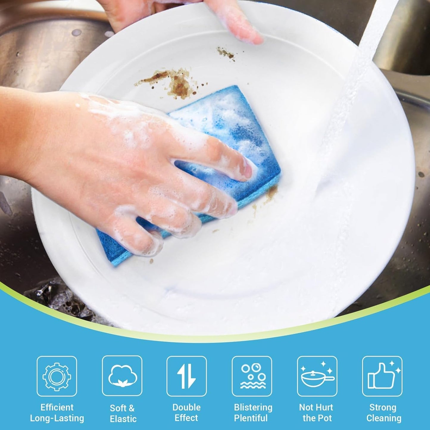 AIDEA Non-Scratch Scrub Sponge, 48Count, Sponges for Dishes, Sponges Kitchen, Cleaning Sponge, Cleans Fast Without Scratching, Stands Up to Stuck-on Grime, Cleaning Power for Everyday Jobs