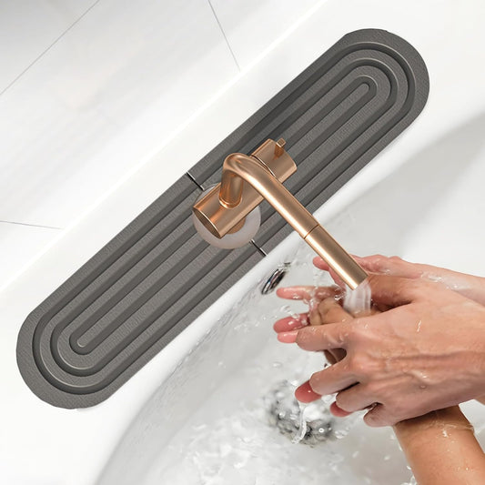 Faucet Mat for Kitchen Sink, Diatomite Super Absorbent Fast Drying Stone Sink Tray for Bathroom Kitchen Sink Splash Guard(Round Dark Grey,23.6x3.9in)