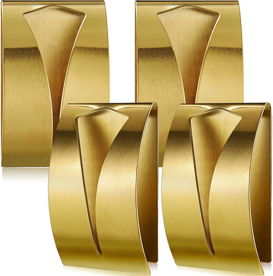 Boao 4 Pcs Self Adhesive Towel Hook Holder Grabber Stainless Steel Kitchen Dish Towel Hook Wall Mount Non Drilling Hangers Rack Hand Tea Holders for Bathroom Accesories Kitchen Gadgets(Gold)
