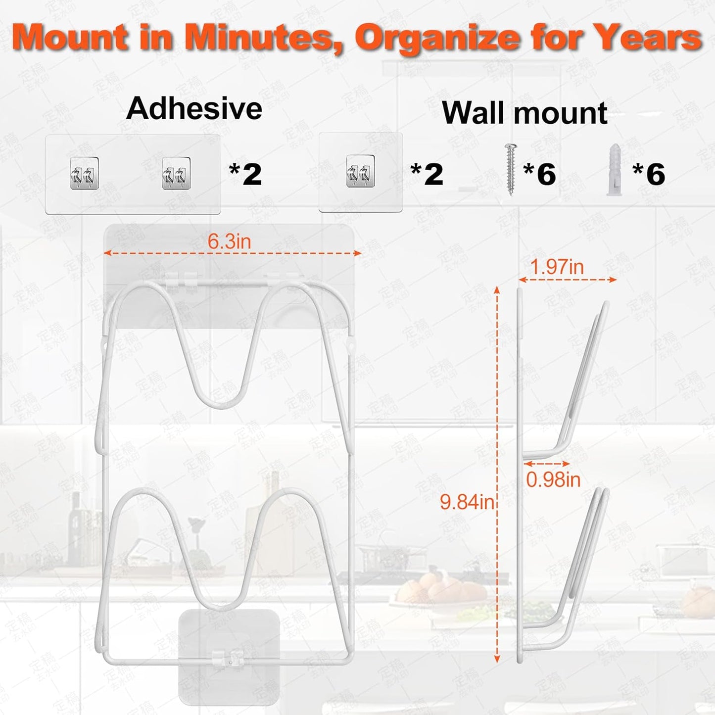 2 Pack Pot-Lid-Holder, 4-Tier Pot-Lid-Organizer for Cabinet Door/Wall, No Drilling Adhesive Wall/Door Mounted Rustproof Pot-Lid-Rackr for Kitchen Organizers