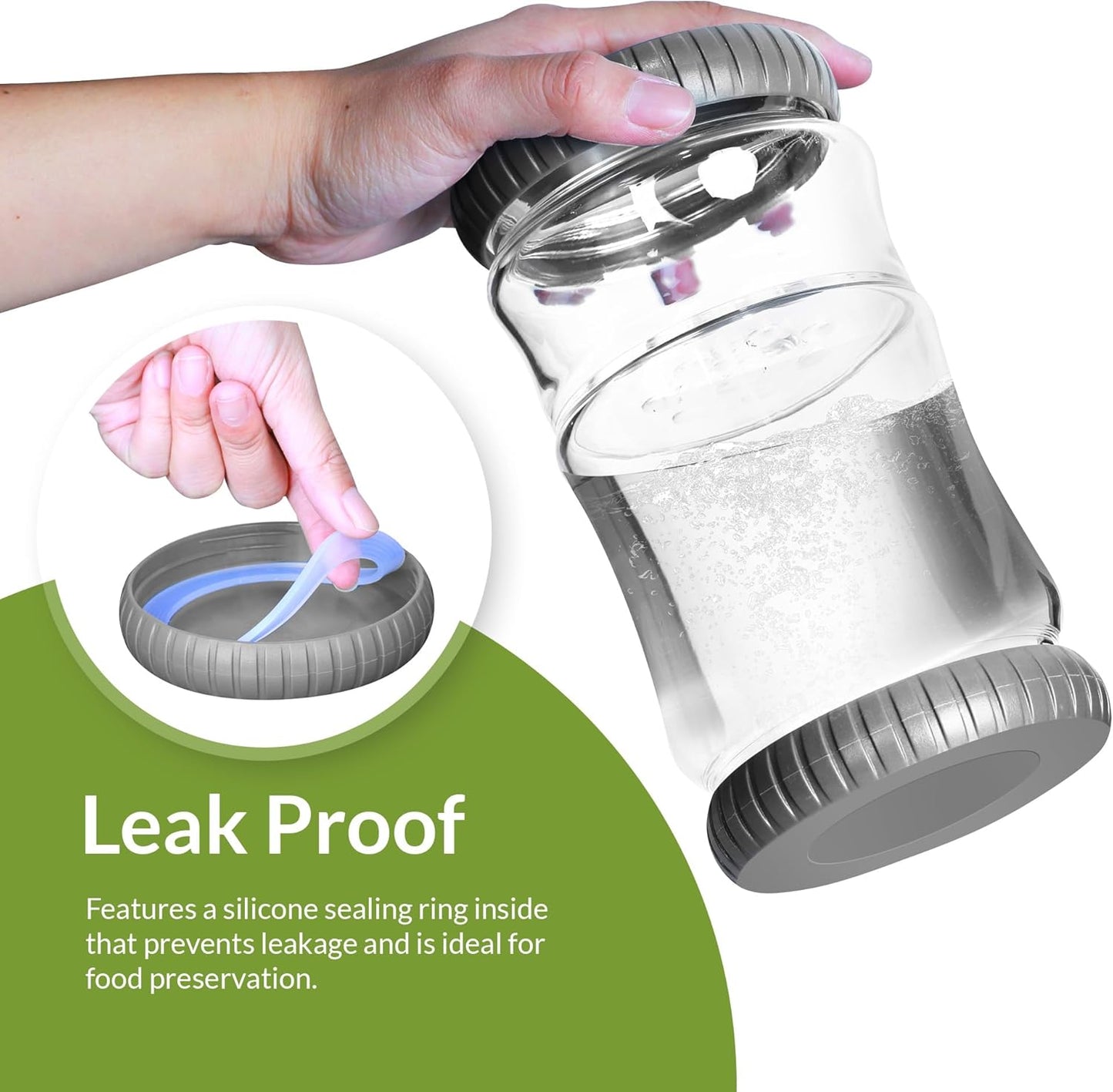 40oz Glass Pickle Jar with Strainer Flip - Pickle Storage Container with Airtight Lid, BPA-Free, Dishwasher Safe, Fermentation Hourglass Jar for Kimchi, Olives, Jalapeno, Gherkins (Dark Gray)