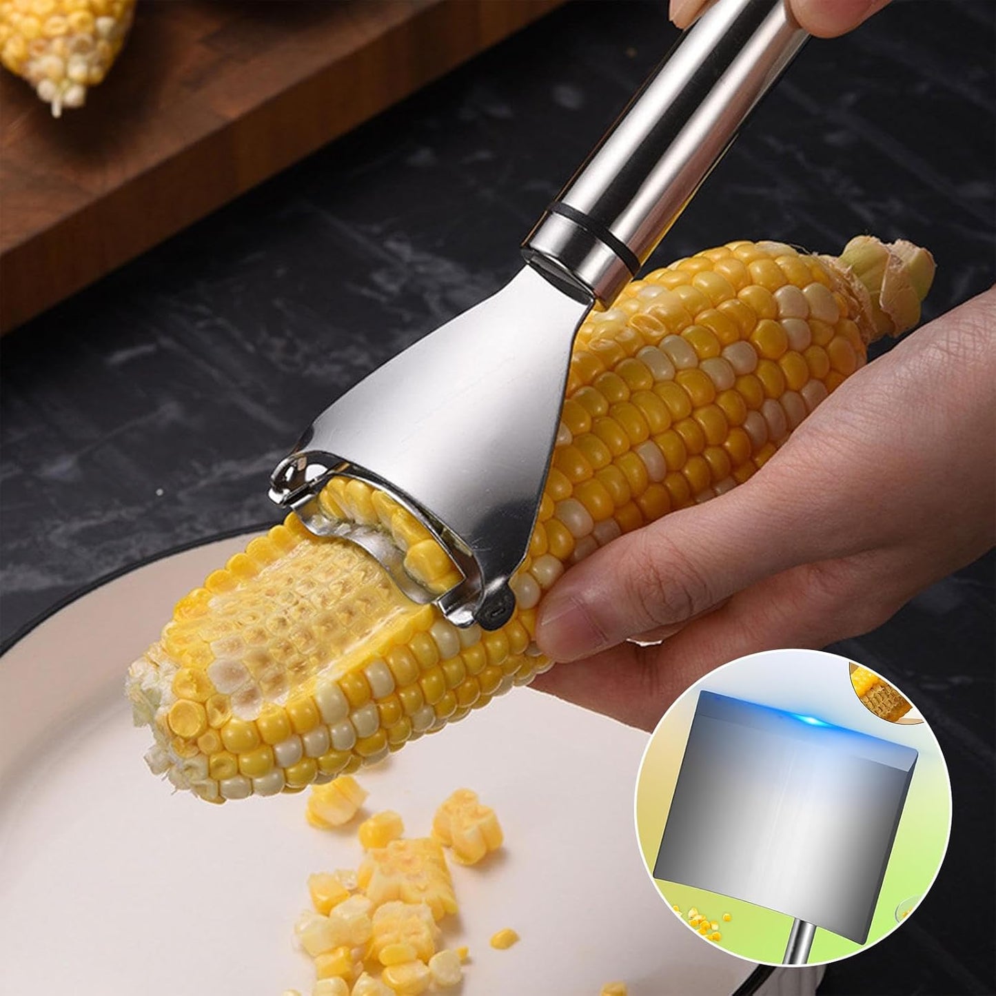 3 Pack Corn Cob Peeler, Corn Peeler & Stripper, Stainless Steel Corn Shovel, Corn Planer, Corn Fork, Corn on the Cob Remover, with Ergonomic Handle, Easy to Use, for Home & Outdoor Dining