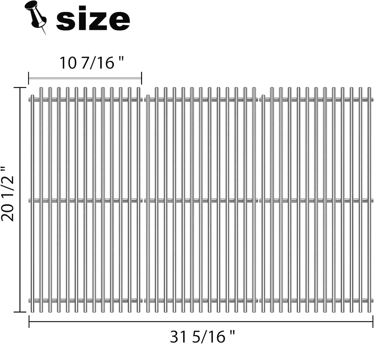 54801 Grill Grates Replacement for DCS Grill Parts 20” DCS 36, 48, 36ABQR,36BQ, 36BQR, 36DBQ, 48DBQAR, 48DBQR, 48EBQAR, 48EBQR, BGA36-BQARL, BGA36-BQARN, Stainless Steel BBQ Ceramic Rods Grids