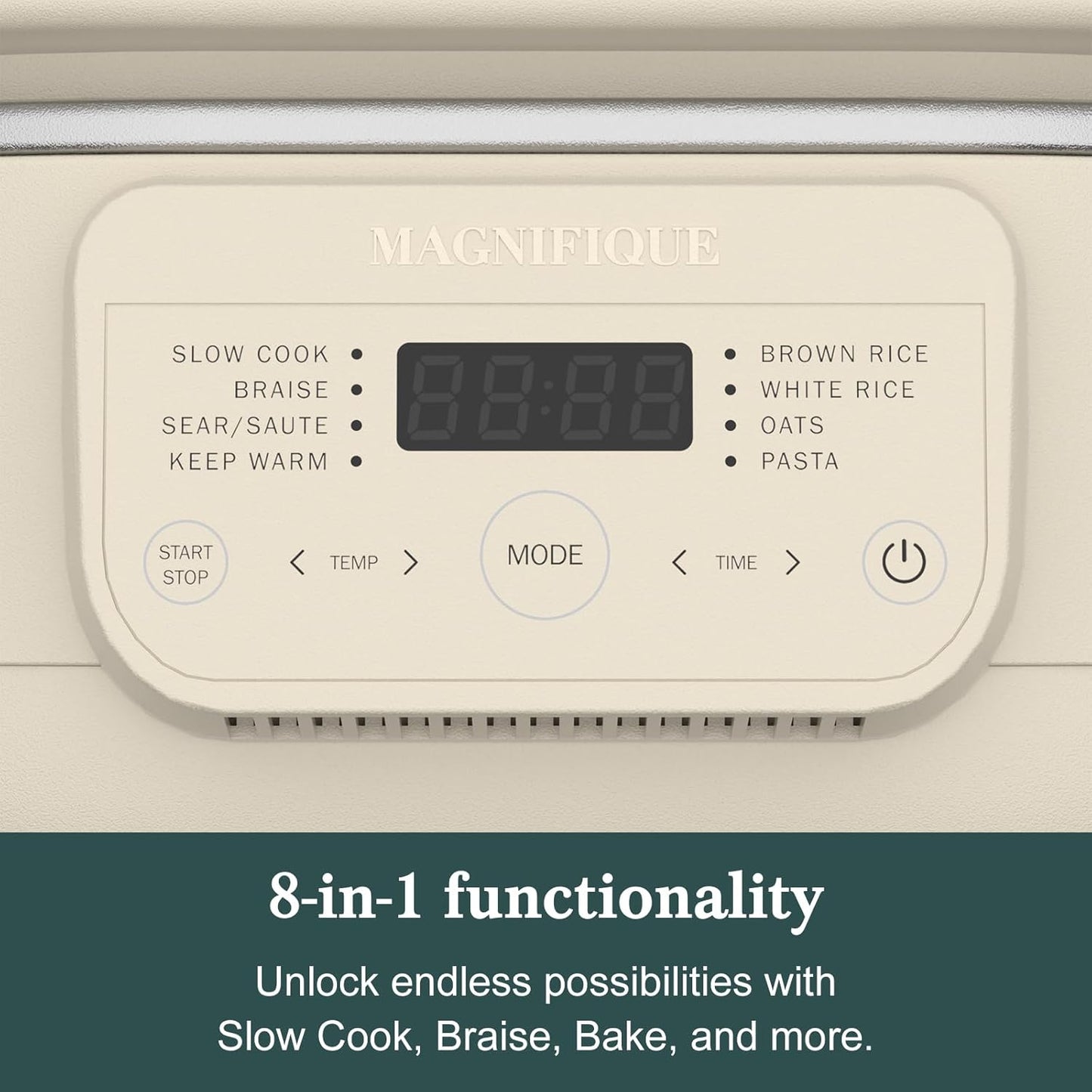 4 Quart Programmable Slow Cooker with Flexible Easy Programming, 8-in-1 Claypot Multi Cooker, Removable Crock, Nonstick, Oven Safe Pot to 450°F, Oatmeal