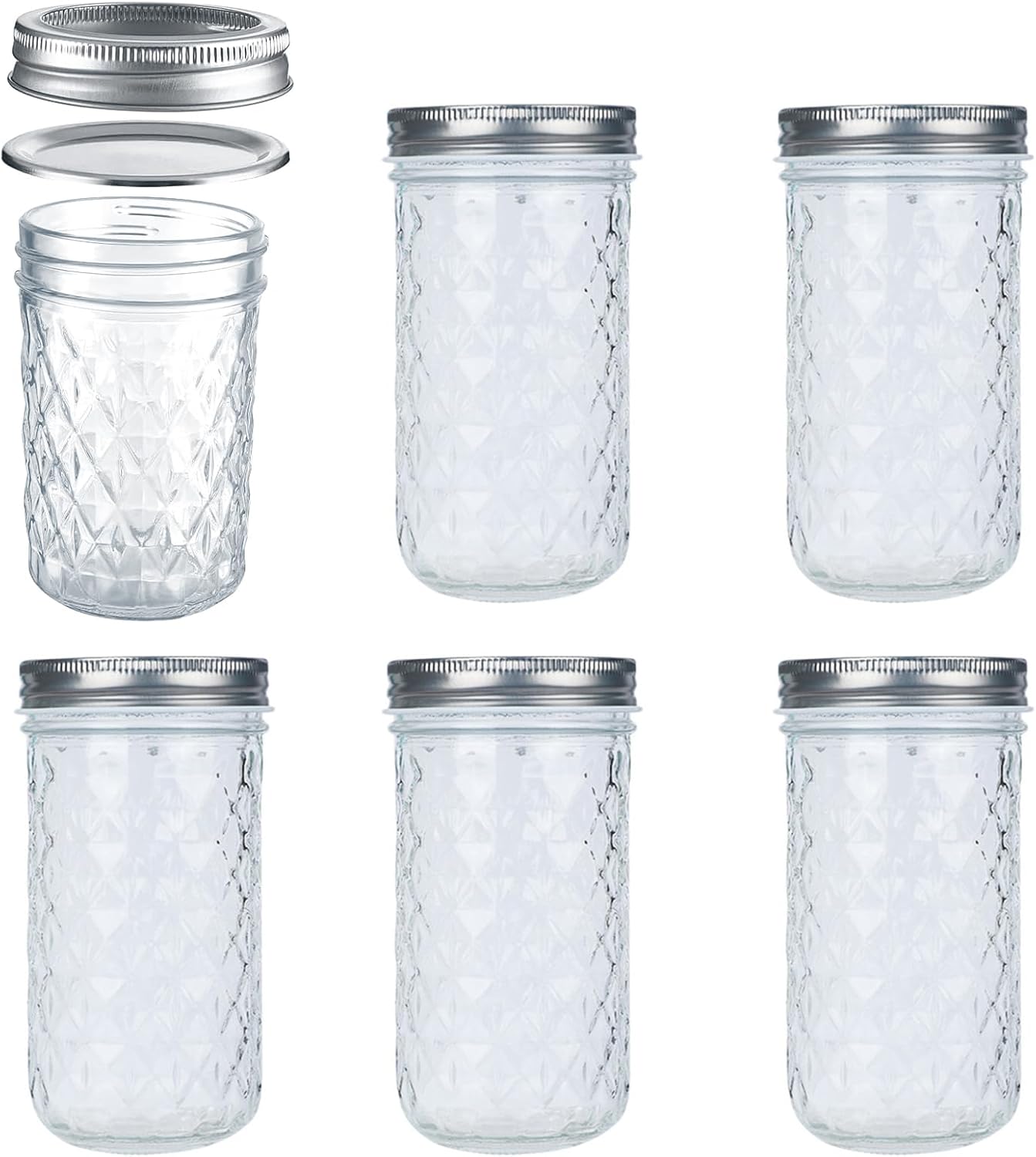 22oz/650ml Mason Jars with Airtight Lids Glass Canning Jars with Regular Lids Spice Jars Honey Jars for Yogurt,Jam,Spice,Overnight Oats Canning, Preserving,Decorations,Jelly,Dessert,6 Pack (22oz)