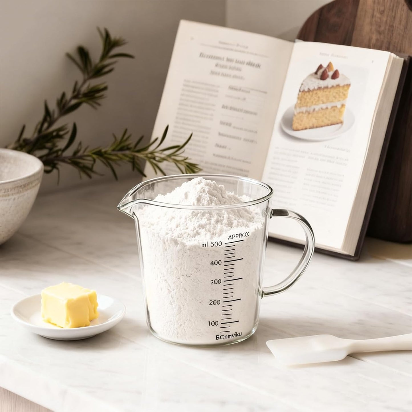 BCnmviku Glass Measuring Cups High Borosilicate [Insulated Handle | V-Shaped Spout]For Prepping Baking and Cooking Preheated Oven Dishwasher Freezer and Microwave Safe (500ml)