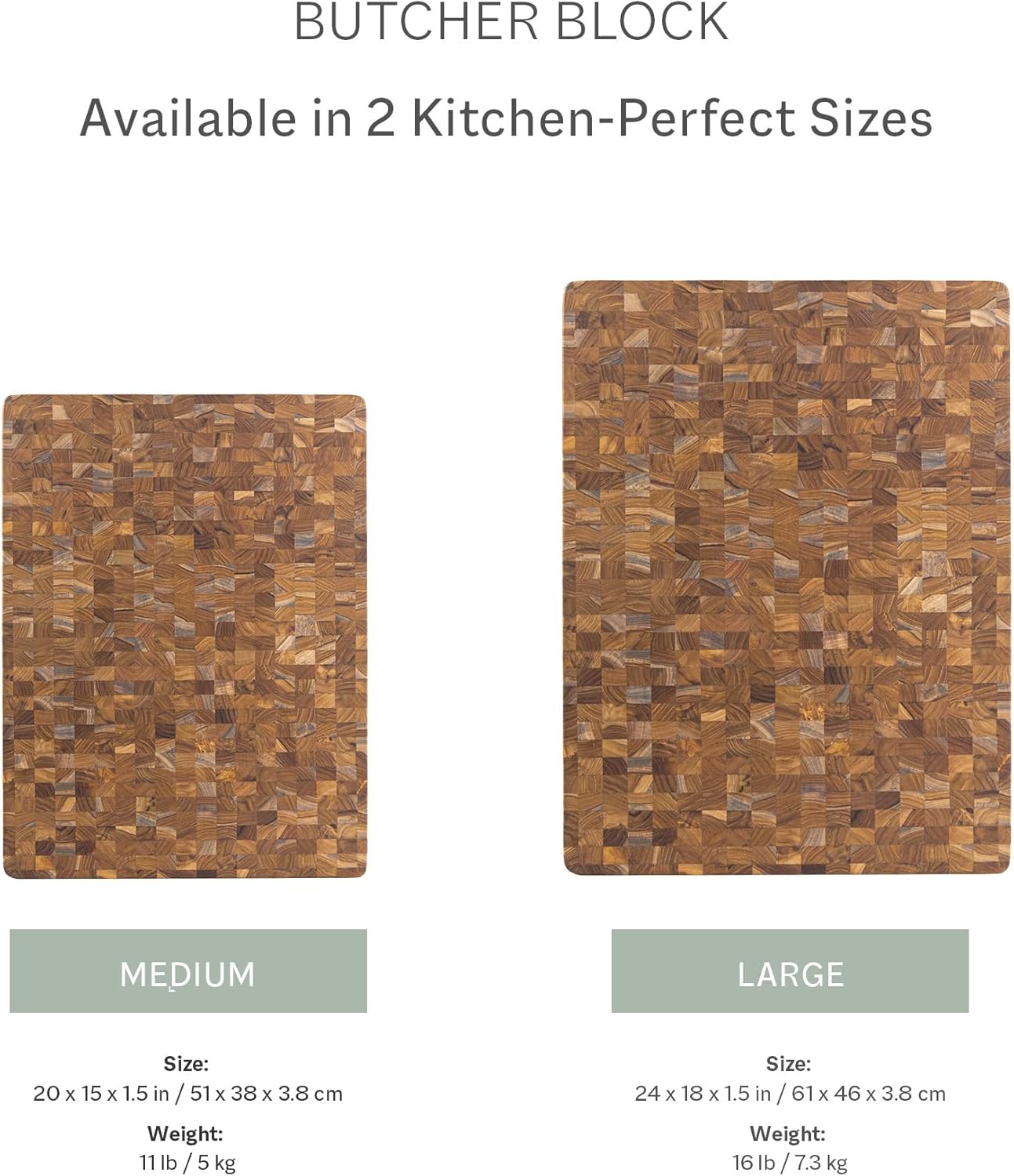 Teakhaus Butcher Block Cutting Board - Large Wooden Cutting Board - Teak End Grain Wood - Knife Friendly - FSC Certified