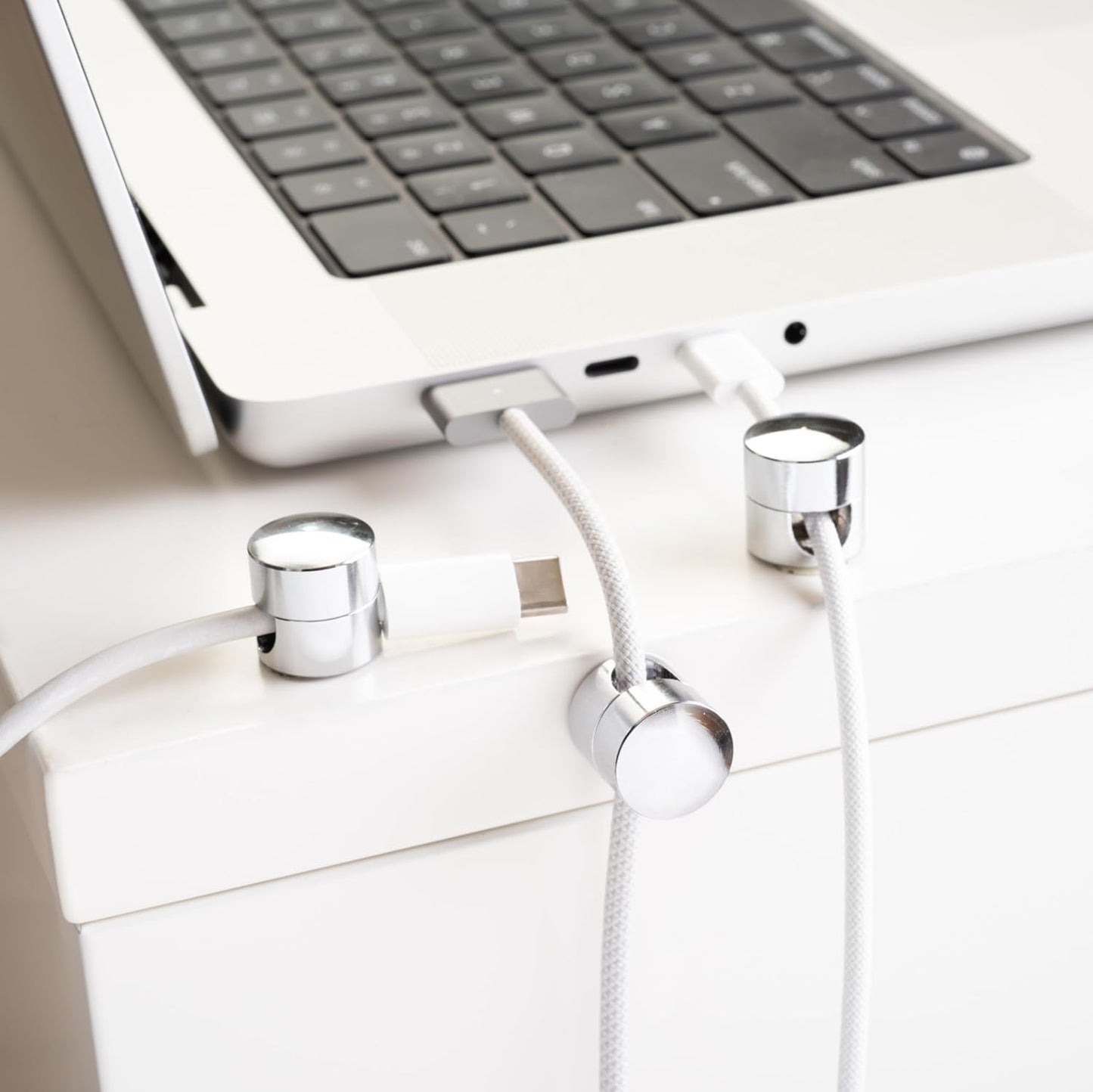 Cable Anchors for Desk Organization | Premium Aluminum Cord Organizers | Charger + Cable Management Clips for Home & Office | Stylish, Sturdy, & Functional | (3 Pack) (Silver)