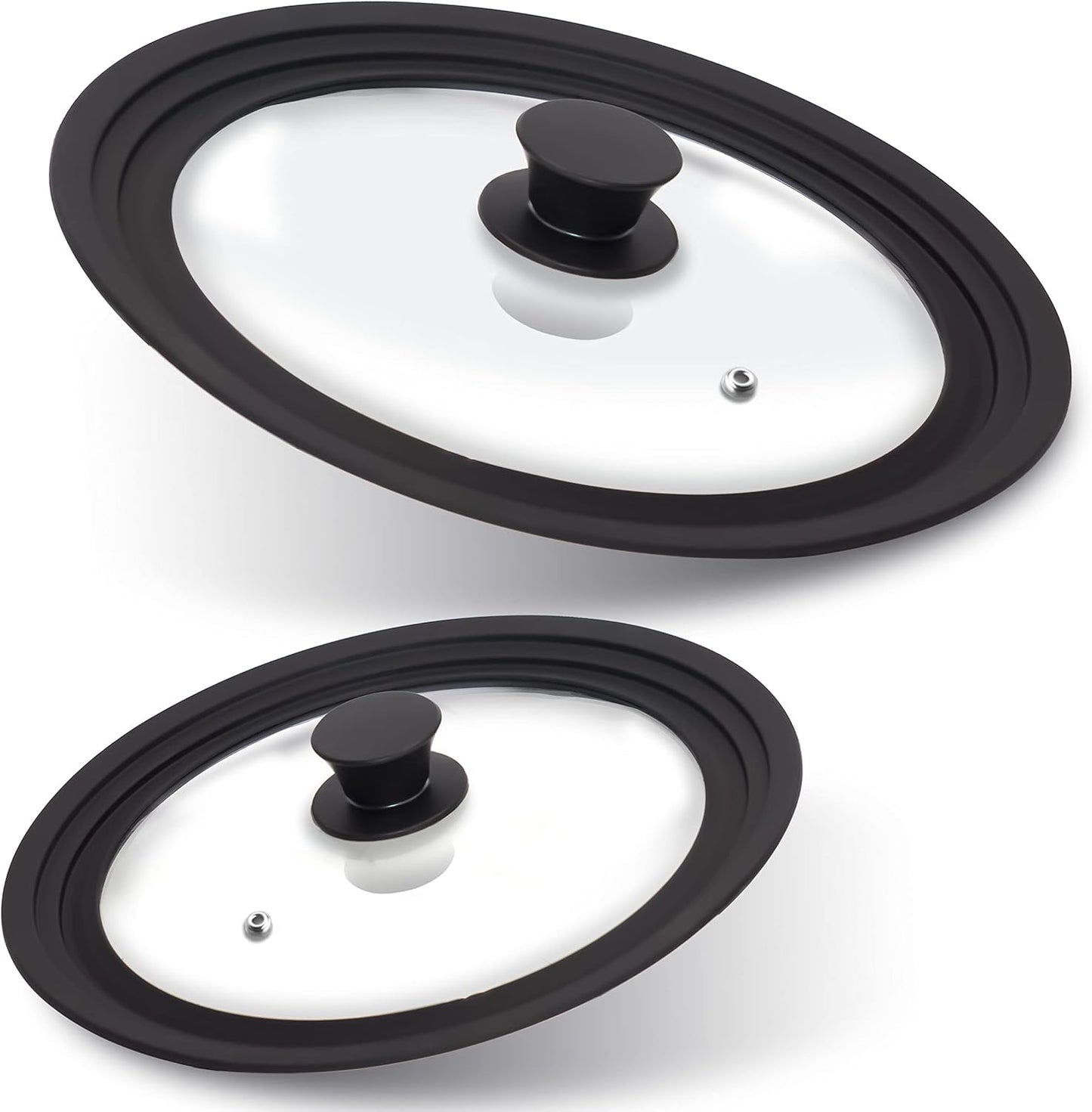 Anaeat Silicone Universal Lid for Pots, Pans and Skillets - Tempered Glass Covered with Heat Resistant Silicone Rim Fits All 7" to 12" Diameter Cookware -Easy to Use Replacement Frying Pan Cover