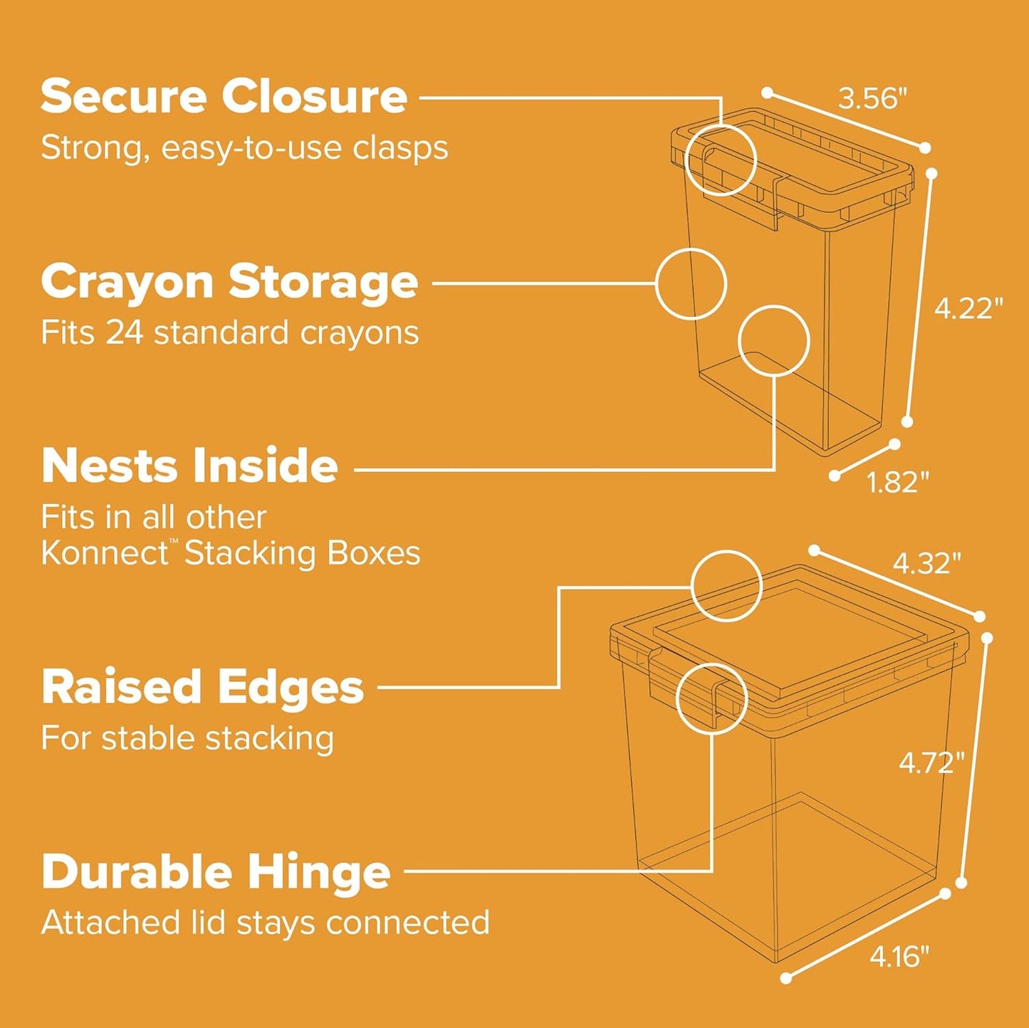 Bostitch Konnect Storage Containers with Lids, Organizer, Clear Plastic Box, Stackable Nesting Bins, 3-Piece Bundle, 1 Medium, 2 Small