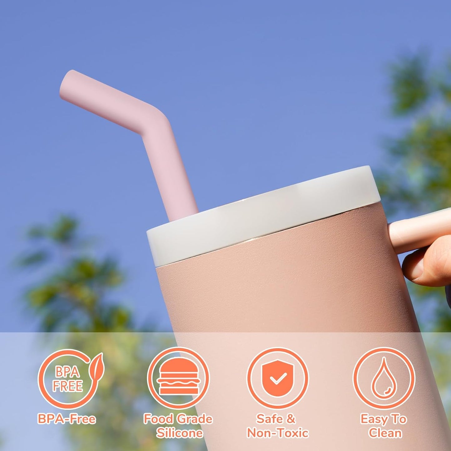 Tomorotec 6-Pack Morandi Colors Silicone Tip Stainless Steel Straws for 40oz Stanley Tumblers with 2 Cleaning Brushes, BPA-Free 13" Long Healthy & Safe for Outdoor & Home Use, Enhances Drink Enjoyment