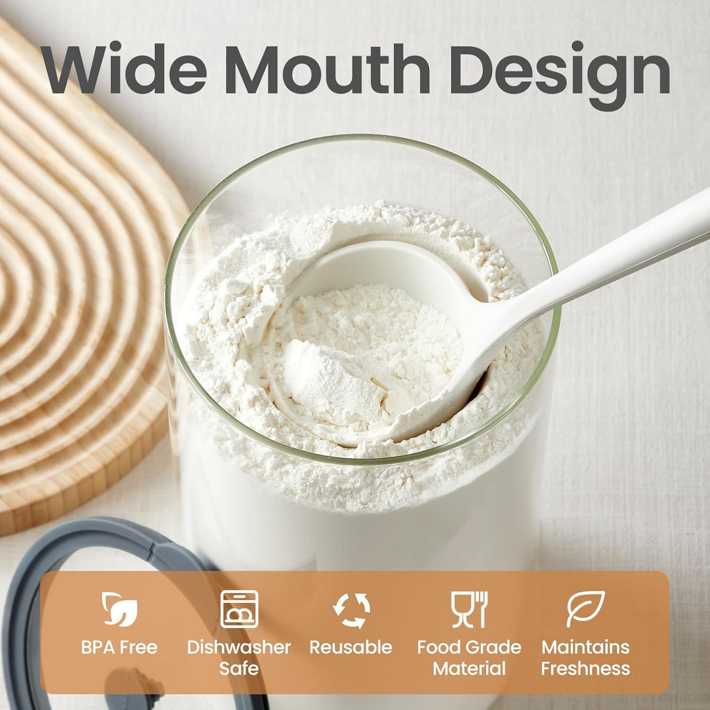 Extra-Large Glass Flour and Sugar Storage Containers with Airtight Lids, 1-Gallon(135oz)Big Glass Food Canister Jars with Lid,Kitchen Organization Jar Sets Perfect for Cookies,Cereal and Eggs