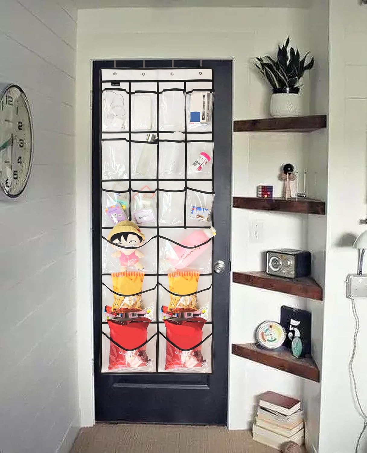 Extra Large Hanging Crystal Clear Over Door Shoe Organizers, Closet Shoe Organizer Shoe Rack Organizer Shoe Storage, 12+6Pockets, 4Hooks, white (59"x 21.6")