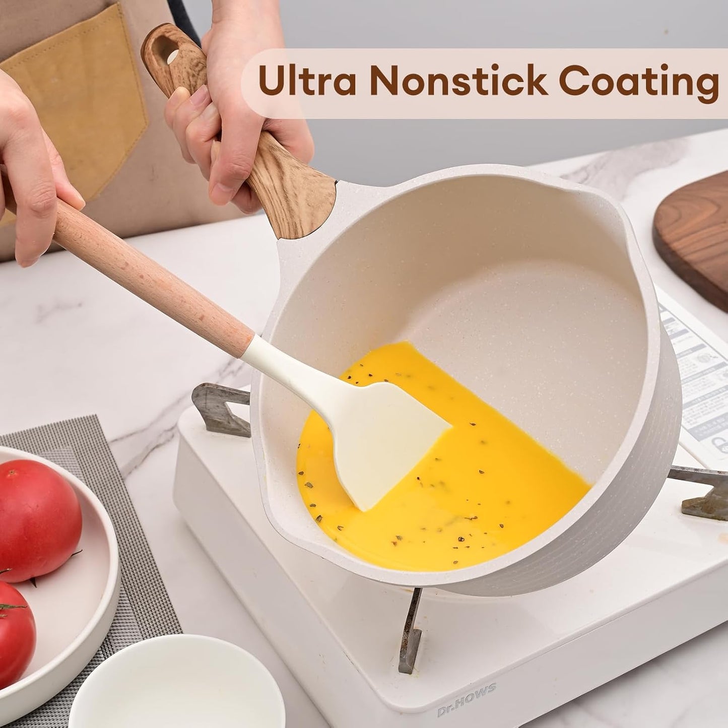 JEETEE 2.5 Quart Saucepan with Steamer Basket, Small Sauce Pot with Lid，Nonstick Coating with Pour Spout, Induction Compatible Cookware Sauce Pan for Cooking, PFOA/PFOS Free