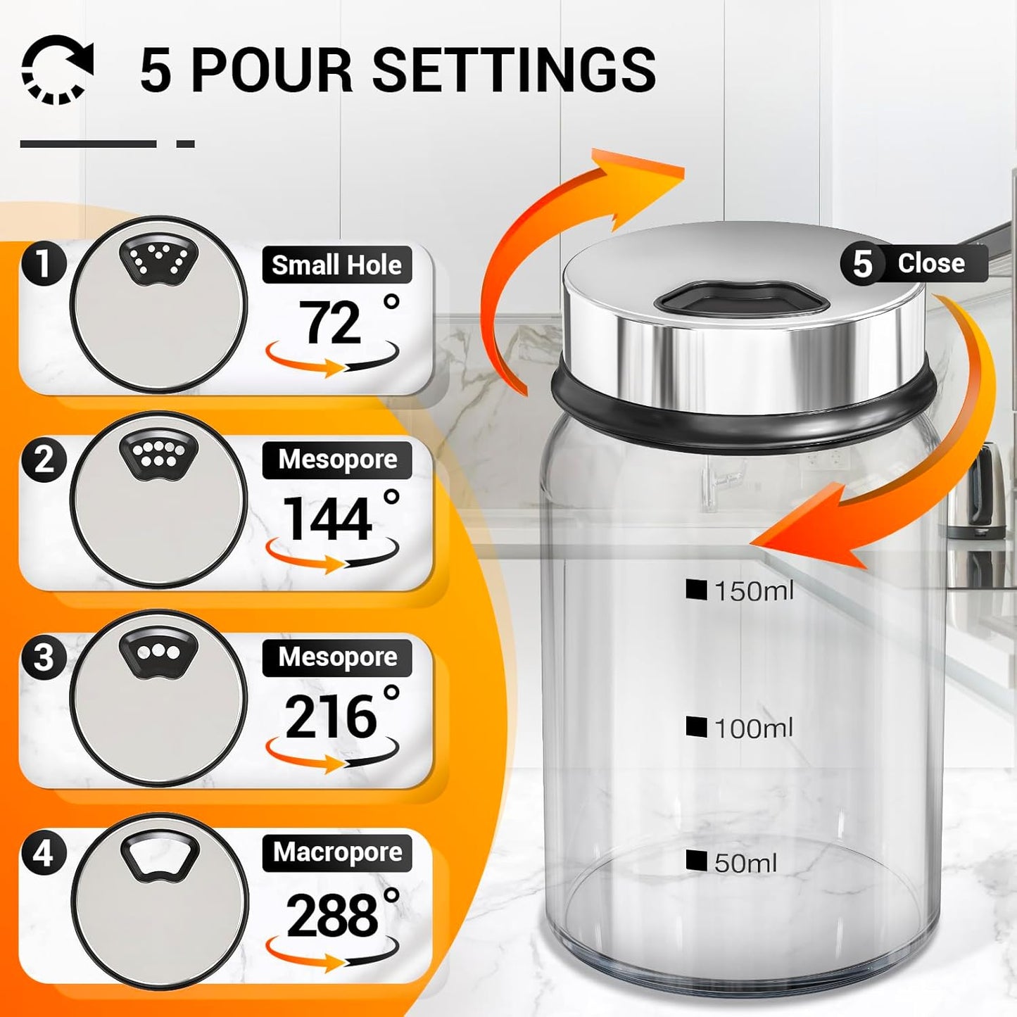 Segarty Glass Spice Jars, 3 Pack 5oz Spice Jars with Label, Empty Spice Containers with Shaker Lids, Seasoning Bottles with 136 Stickers, 1 Marker Pen and 1 Brush, Salt Pepper Shakers Set