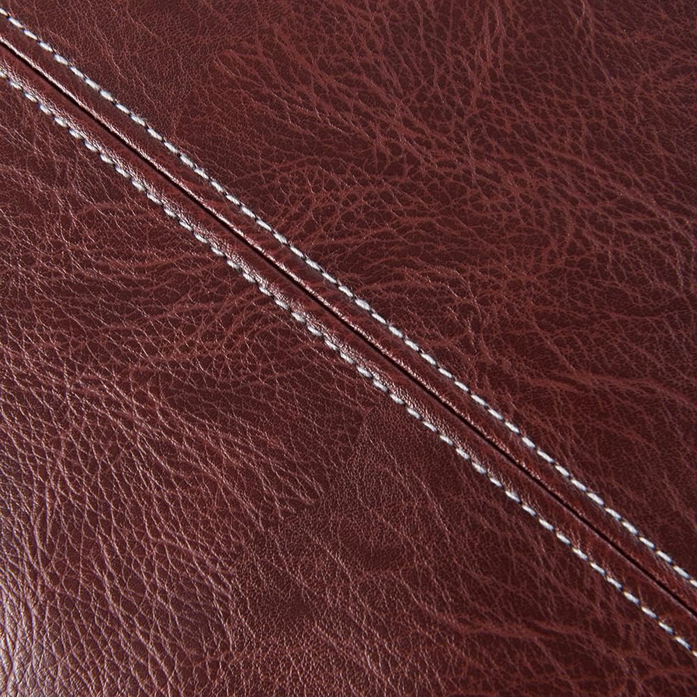 Fancy Homi Burgundy Long Lumbar Faux Leather Decorative Throw Pillow Covers 14x24 Inch for Outdoor Couch Bed, Modern Farmhouse Boho Home Decor, Wine Red Hand Stitched Cushion Case 35x60 cm