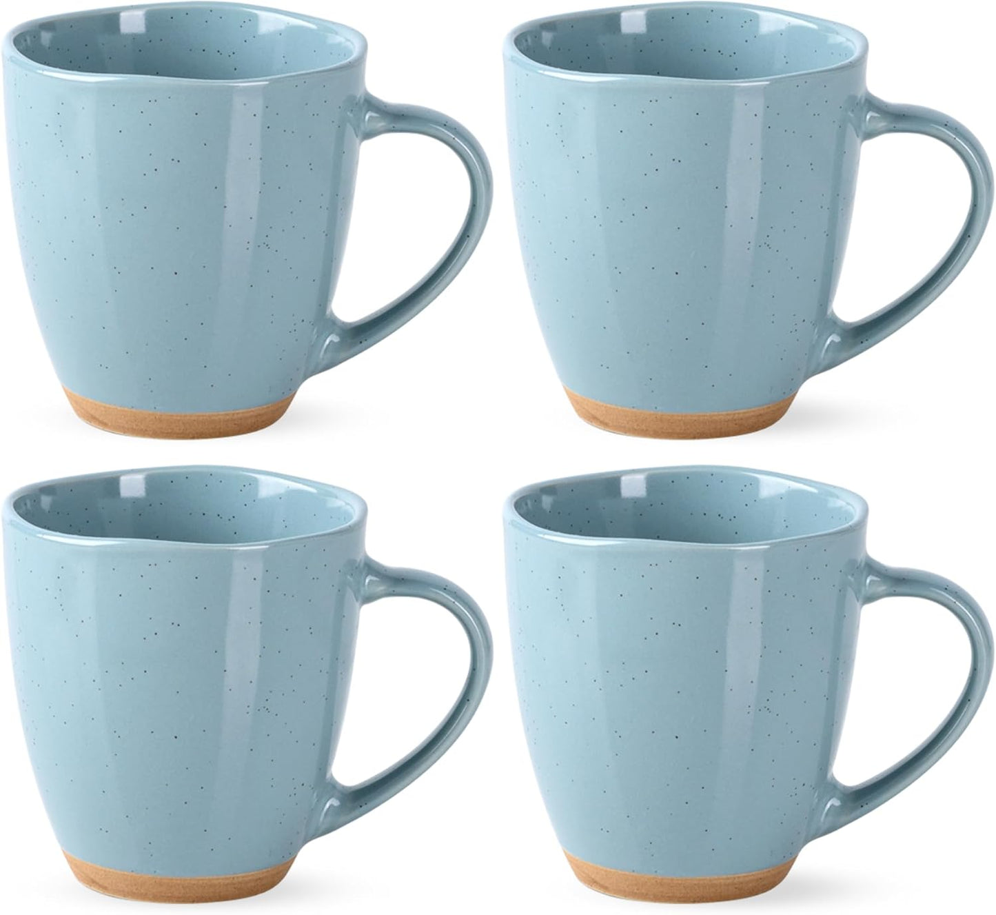 AmorArc 12oz Coffee Mugs, Ceramic Coffee Mugs set of 4 for Man, Woman, Dad, Mom, Modern Coffee Cups with handle for Latte/Cappuccino/Milk/Cocoa. Dishwasher&Microwave Safe, Blue