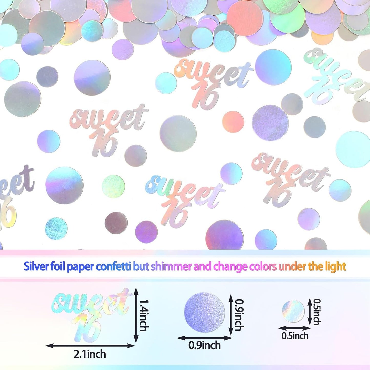 16th Birthday Confetti for Tables Iridescent Circle Dots Sweet 16 Birthday Party Decorations for Girls Happy16th Birthday Table Scatters Decor Supplies 300PC