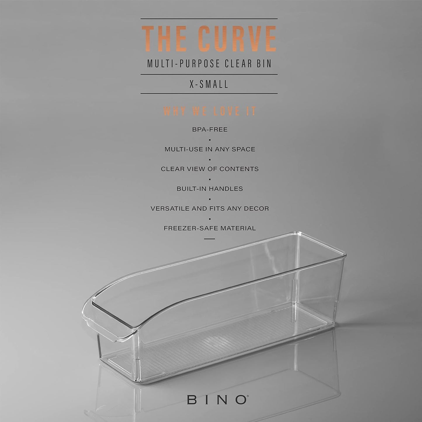 BINO | Plastic Storage Bins, Small | THE CURVE COLLECTION | Multi-Use Organizer Bins | Storage Containers Kitchen, Pantry and Home Organization | Fridge Organizers | Pantry Organization and Storage