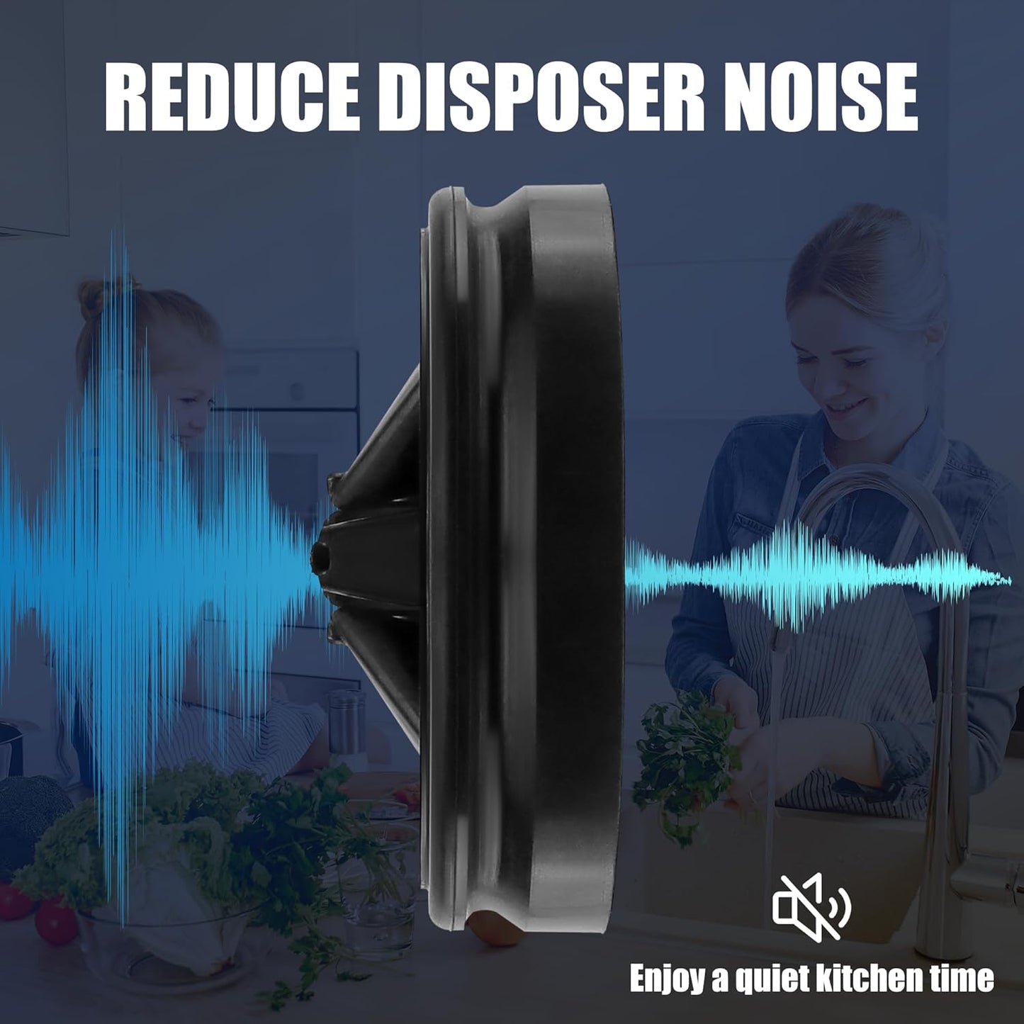 3 3/8" Garbage Disposal Splash Guards Sink Baffle QCB-AM Replacement for InSinkErator Evolution Series, Upgraded Funmit Removable Quiet Collar Drain Plugs, Garbage Disposer Accessories, Black