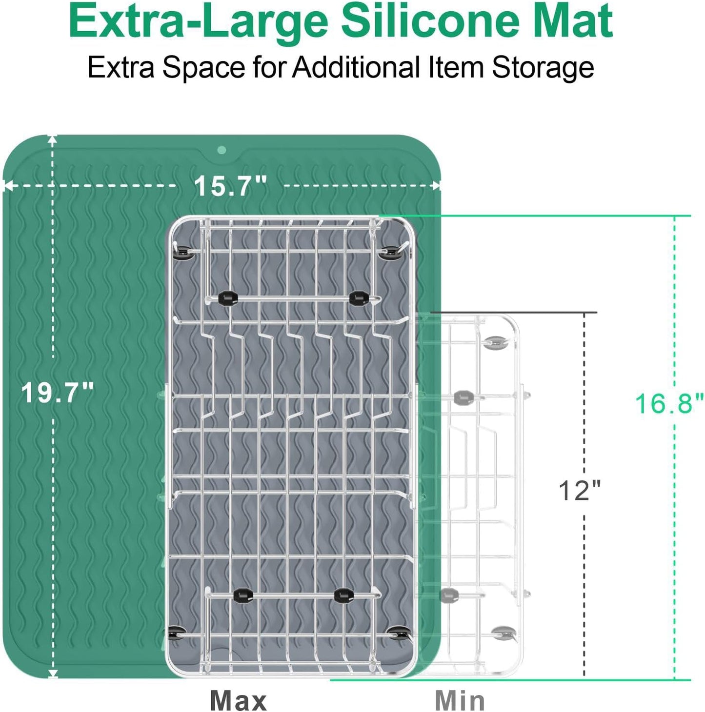 GSlife Small in Sink Dish Drying Rack - Stainless Steel Capacity Expandable Dish Drainer with Utensil Holder for Counter or Inside Sink, 11.9“-16.7” L x 9" W x 5.7" H, Silver
