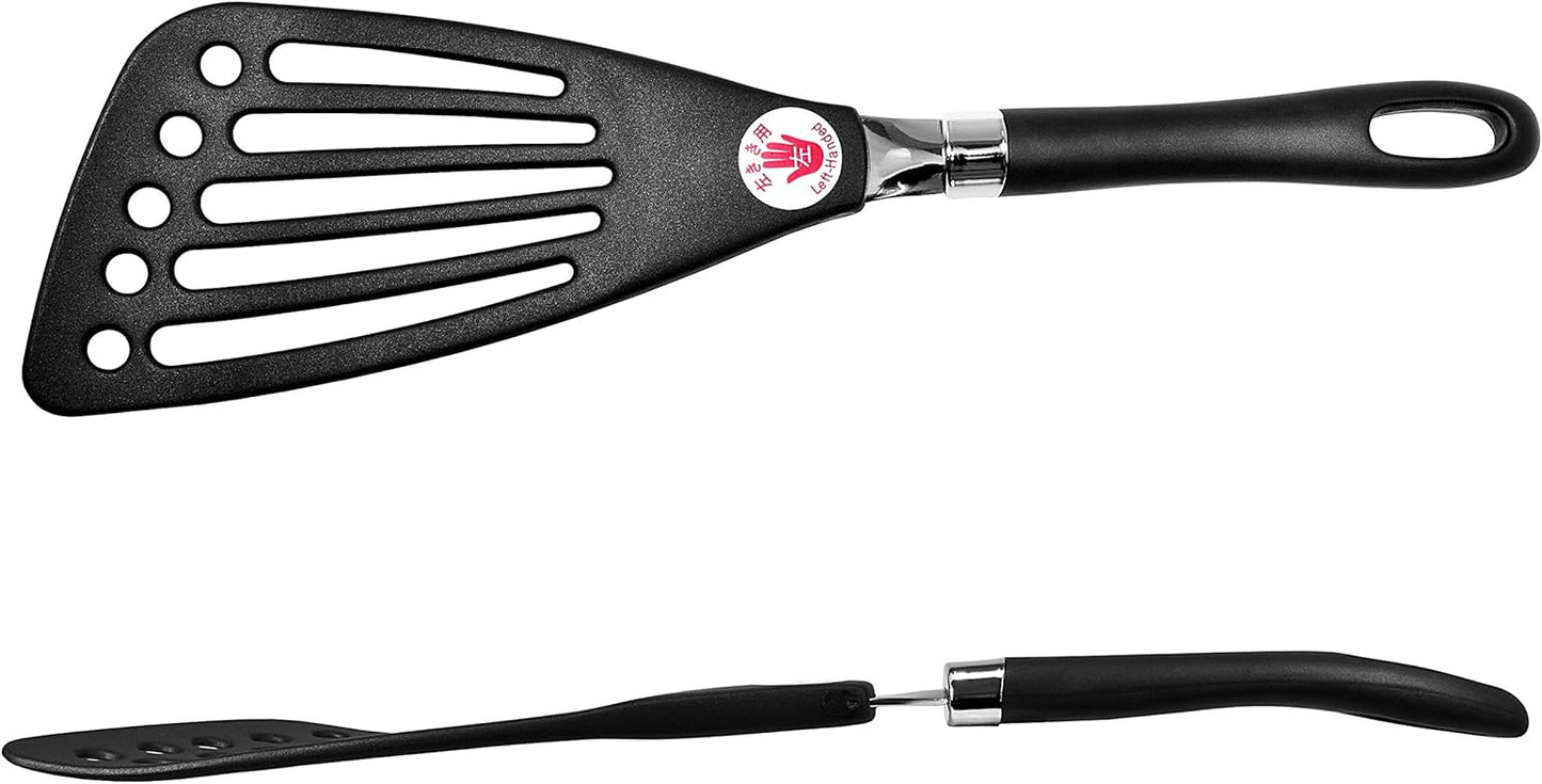 Seki Japan Left Handed Spatula Egg Flipper Fish Spatula Cookware - Slotted Turner Egg Flipper Utensils 12” for Left Handed Gifts