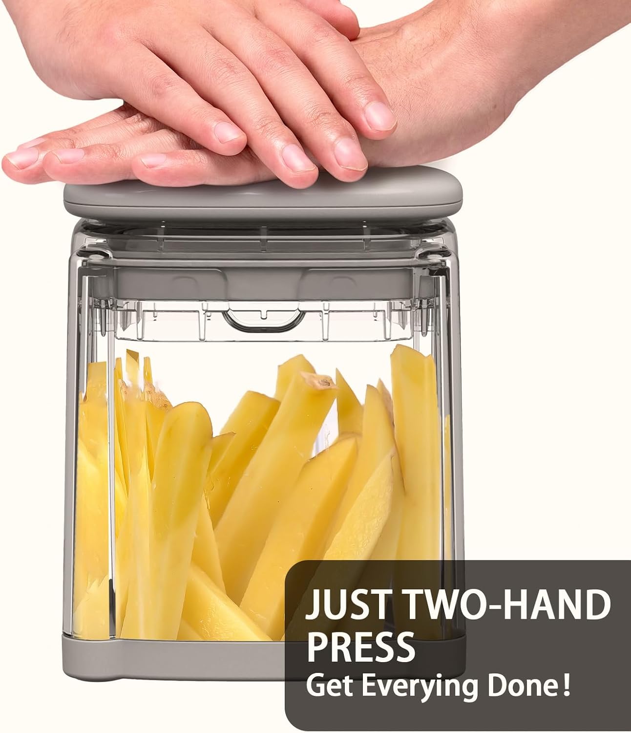 French Fry Cutter, Solucky Potato Onion Cutter, Professional Homestyle Vegetable Chopper Dicer, Great for Potatoes Carrots Cucumbers Zucchini Pepper (Fog Gray)