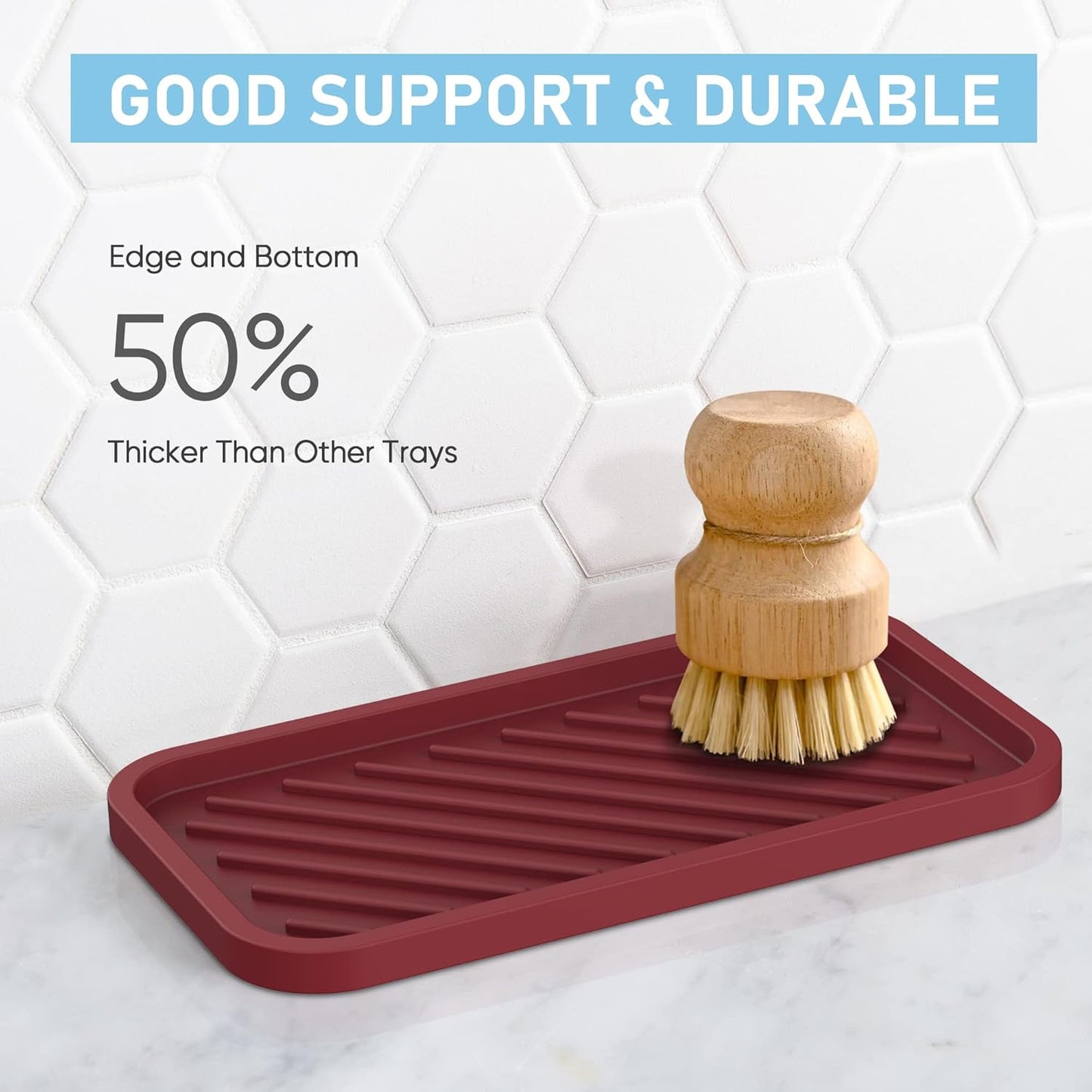 EG-SIPRO Silicone Sponge Holder,Large 10" Kitchen Sink Organizer Tray Kitchen Soap Tray Soap Sponge Holder for Bathroom Counter Sponge Caddy Dish Soap for Scrubber,Soap Dispenser,Scouring Pad