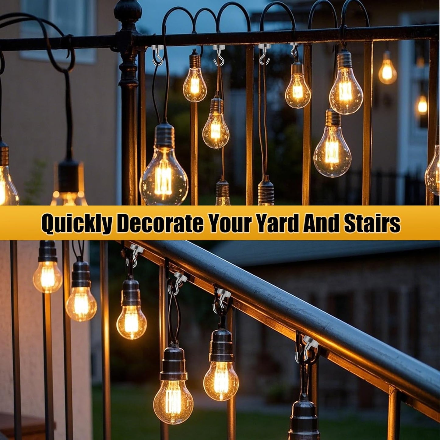 DIYMAG Hooks for Hanging String Lights, Black Magnetic Hooks 30lbs+ Magnet Hook 2025 Cruise Cabin Ship Essentials Heavy Duty Strong Magnets Refrigerator Fridge Classroom Kitchen Grills Home 3PCS