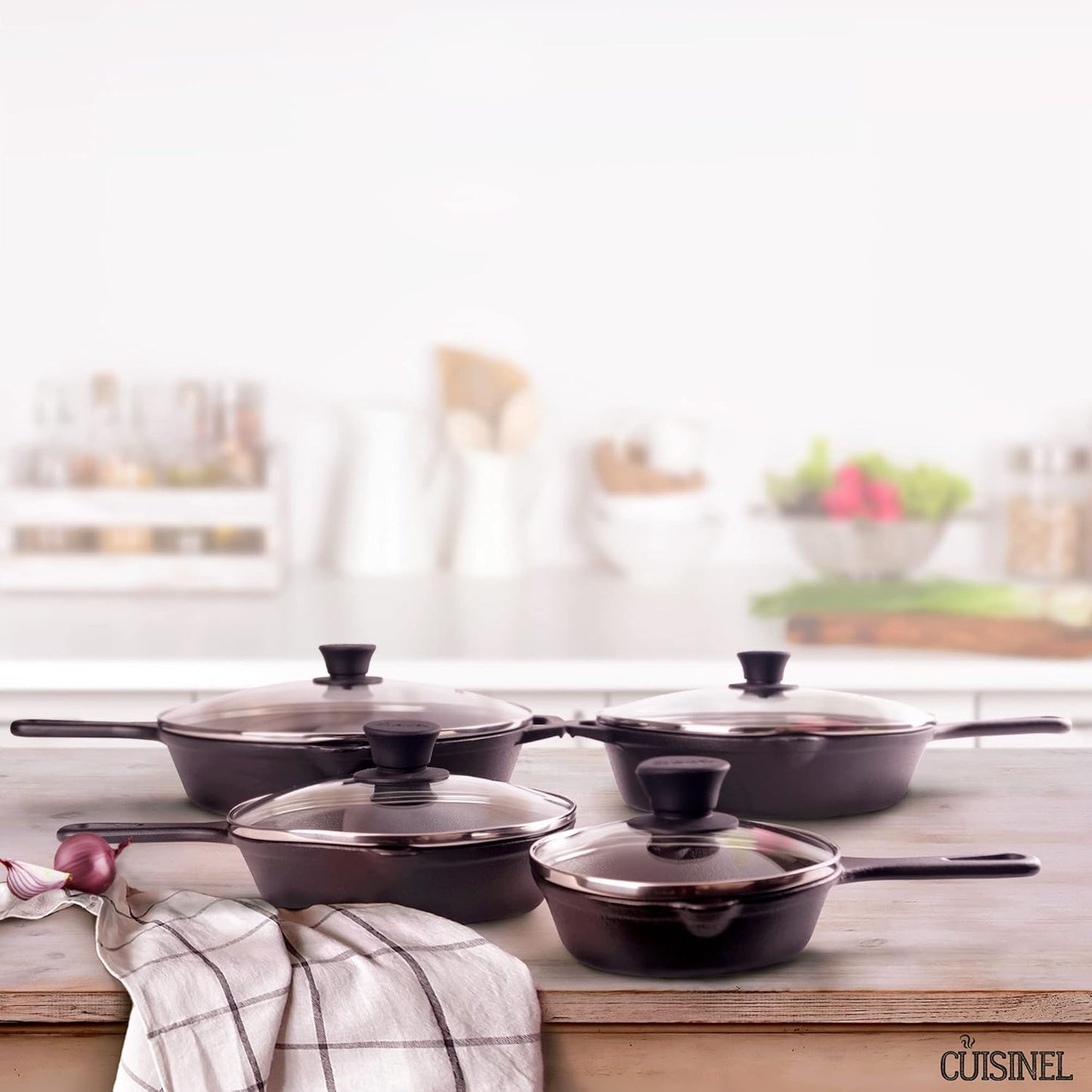 Glass Lids Set - 6"+8"+10"+12"-Inch / 15.24cm+20.32cm+25.4cm+30.48cm - Compatible with Lodge Cast Iron - Fully Assembled Tempered Replacement Cover - Oven Safe for Skillets Pans: Universal Cookware