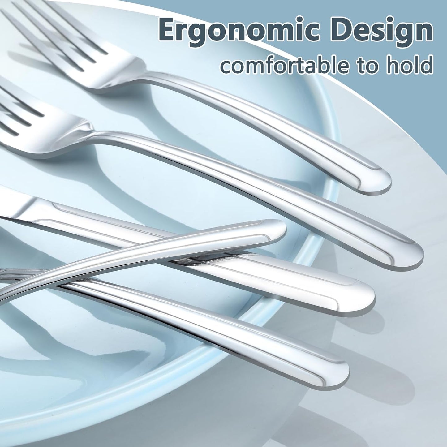 BEWOS 24-Piece Salad Forks, 7.1-Inch Forks Silverware Set, Stainless Steel Small Forks, Dessert Forks Bulk, Metal Forks, Salad Fork Set, Appetizer Forks, Silver Fork, Dishwasher Safe, Mirror Polished