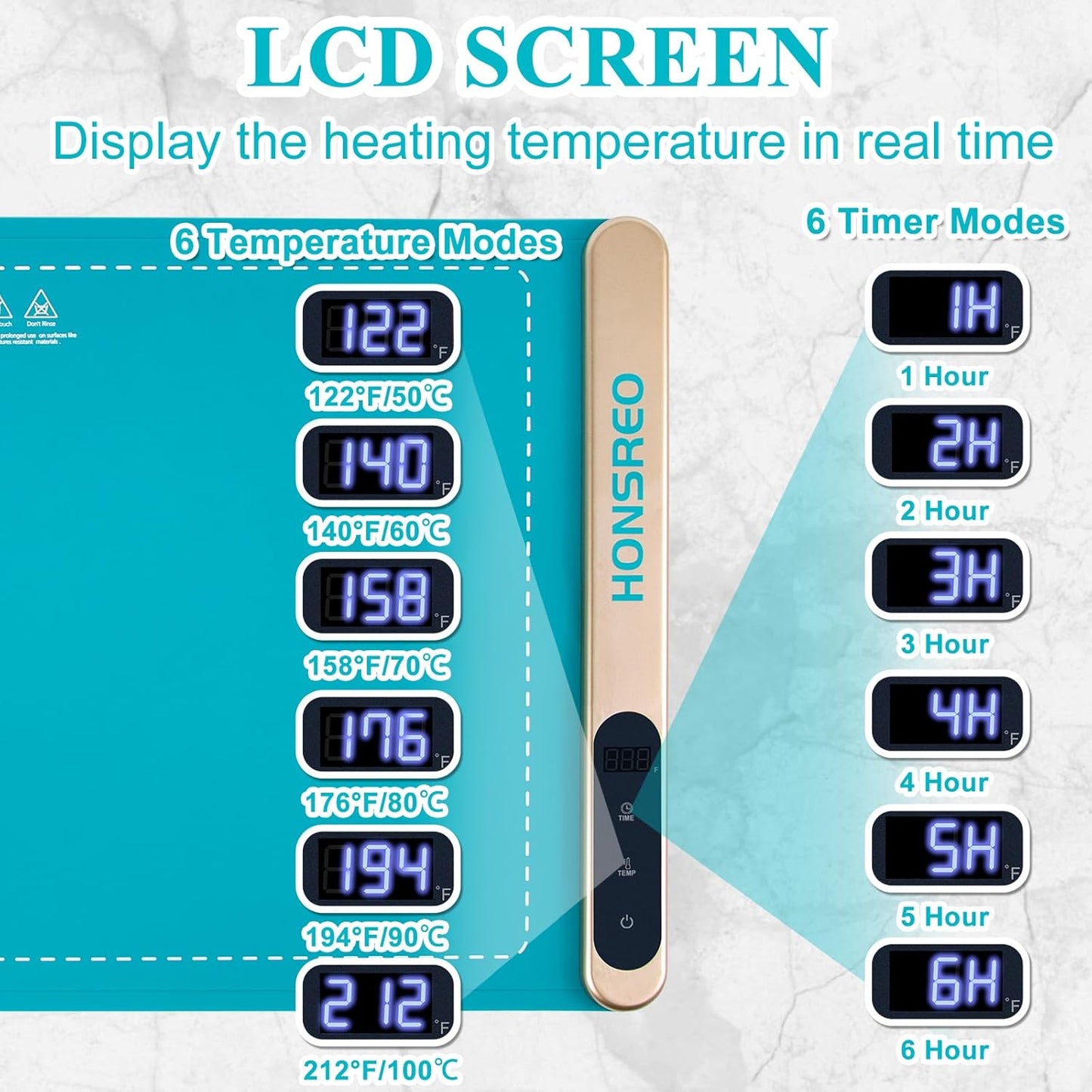 Electric Warming Tray, Silicone Heating Mat with 6 Temperature Modes and 6 Timer Settings Auto Shut-Off, Portable Foldable Roll Up Food Warmer Pad for Parties Gatherings, Home Everyday Use