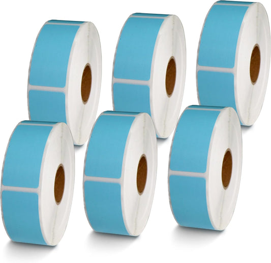 BETCKEY - 1" x 2" Barcode & Address Labels Compatible with Zebra & Rollo Label Printer,Premium Adhesive & Perforated [Light Blue, 6 Rolls, 4500 Labels]