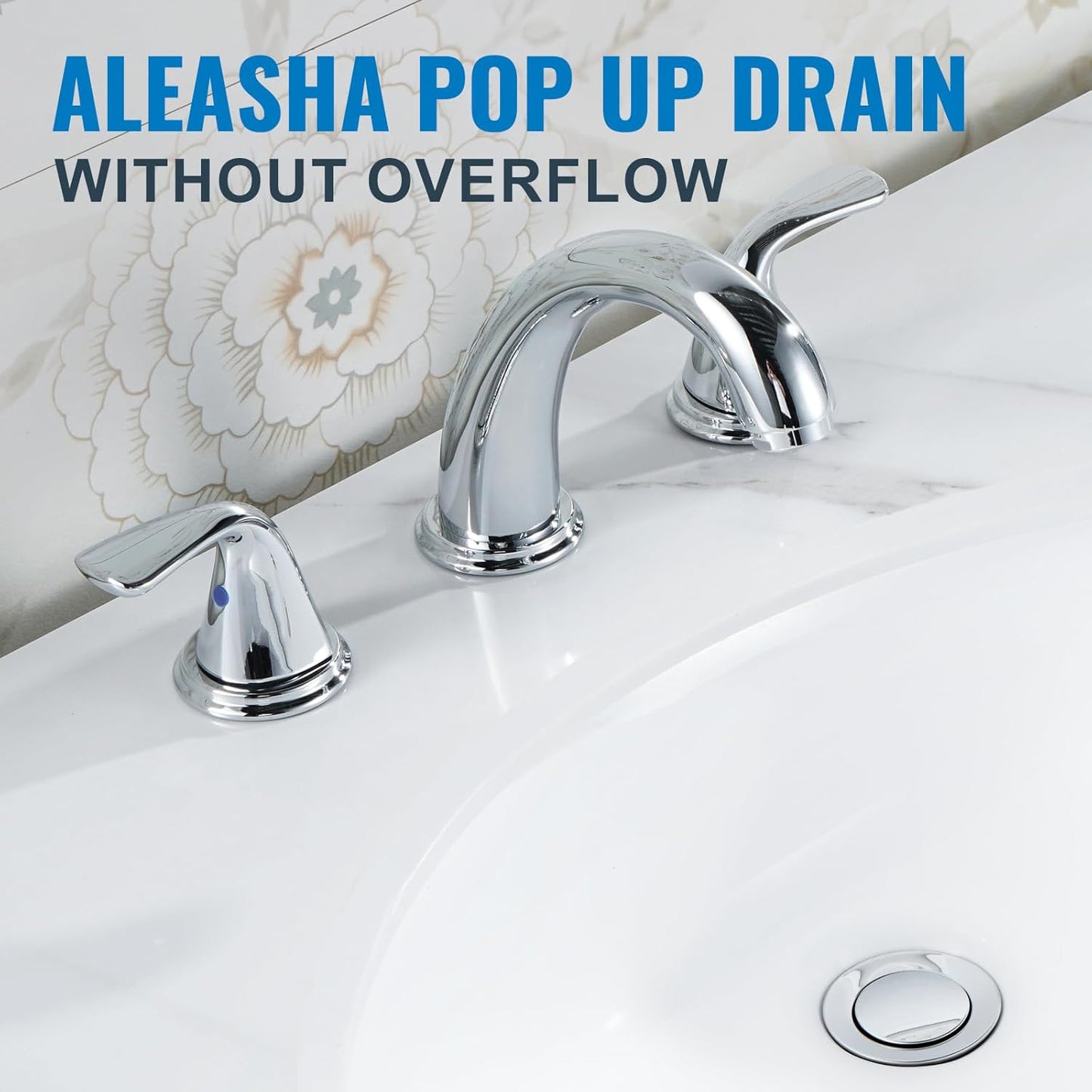 ALEASHA Pop Up Sink Drain Without Overflow, Bathroom Sink Drain Vessel Sink Stopper Pop Up Sink Drain Stopper, Pop Up Drain for Bathroom Sink Drain Strainer for Hair Catcher,Chrome