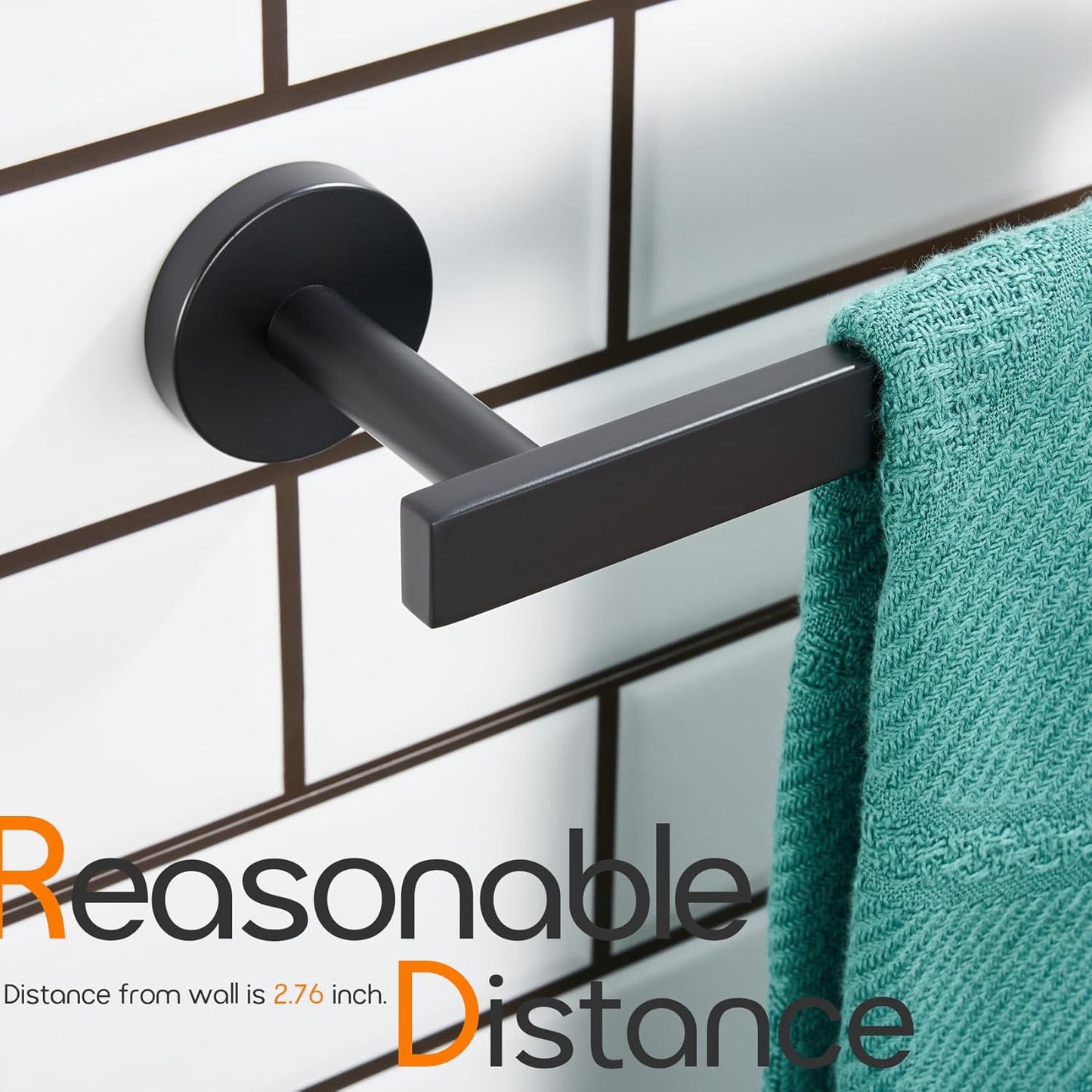 Hand Towel Rings Bathroom Towel Holder Modern Small Bath Towel Bars Stainless Steel Wall Mounted 2 Pack Matte Black AN3001MB-P2