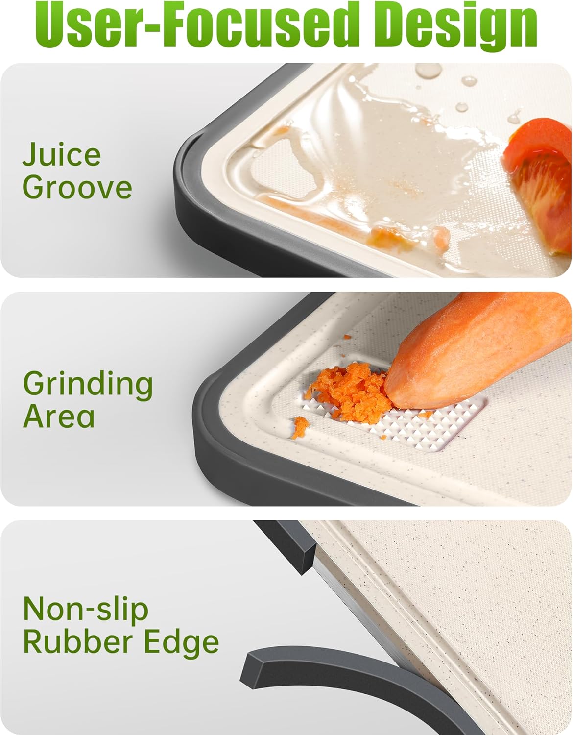 Titanium Cutting Board for Kitchen, Cutting Board Double Sided Food Grade, Pure Titanium and Wheat Straw PP, Easy to Clean Large Size 16”×11”