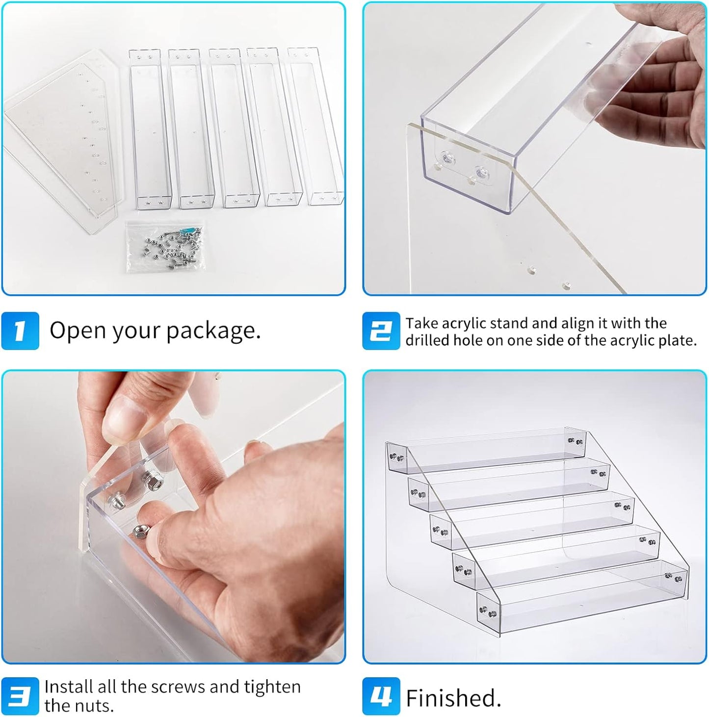 Tiered Spice Rack Acrylic, Spice Rack Shelf Seasoning Organizer for Countertop, Cabinet, Pantry, Kitchen Storage - 5 Tier